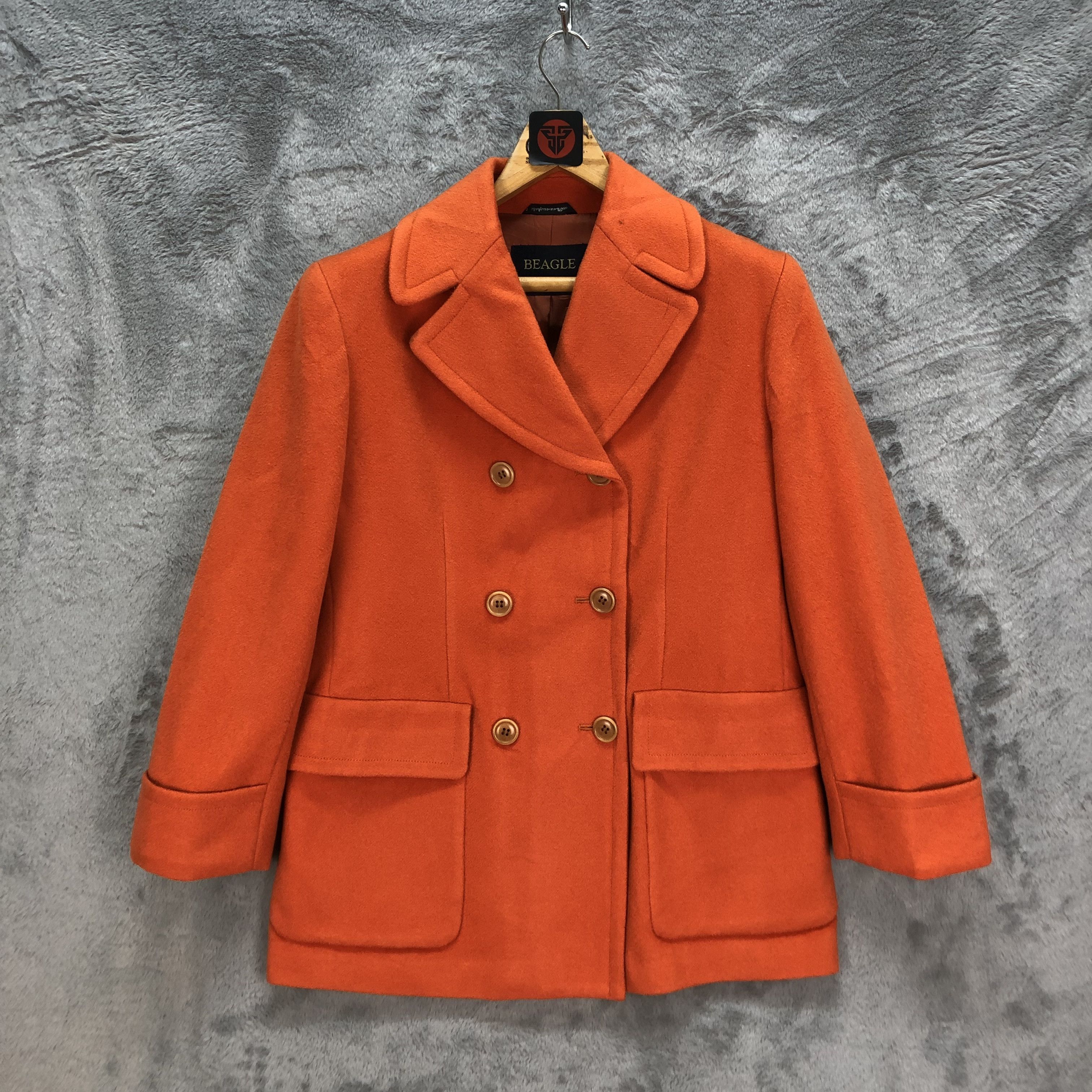 Other BEAGLE LAMBWOOL DOUBLE BREASTED ORANGE COAT #6424-66 Size S / US 4 / IT 40 - 1 Thumbnail