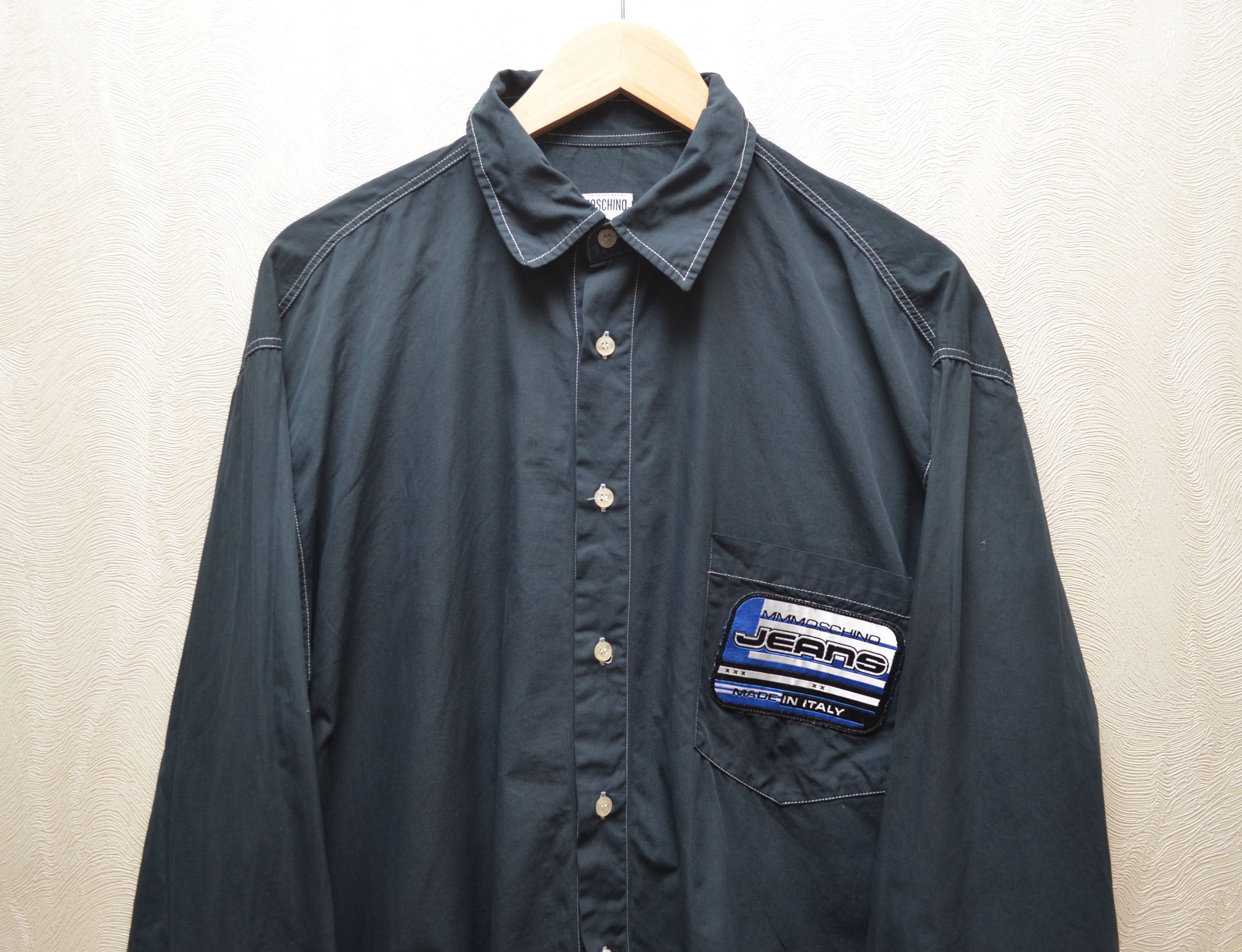 Designer × Moschino × Vintage Moschino Dark Navy Vintage Shirt Big Logo Sz XL 90s y2k Size US XL / EU 56 / 4 - 2 Thumbnail