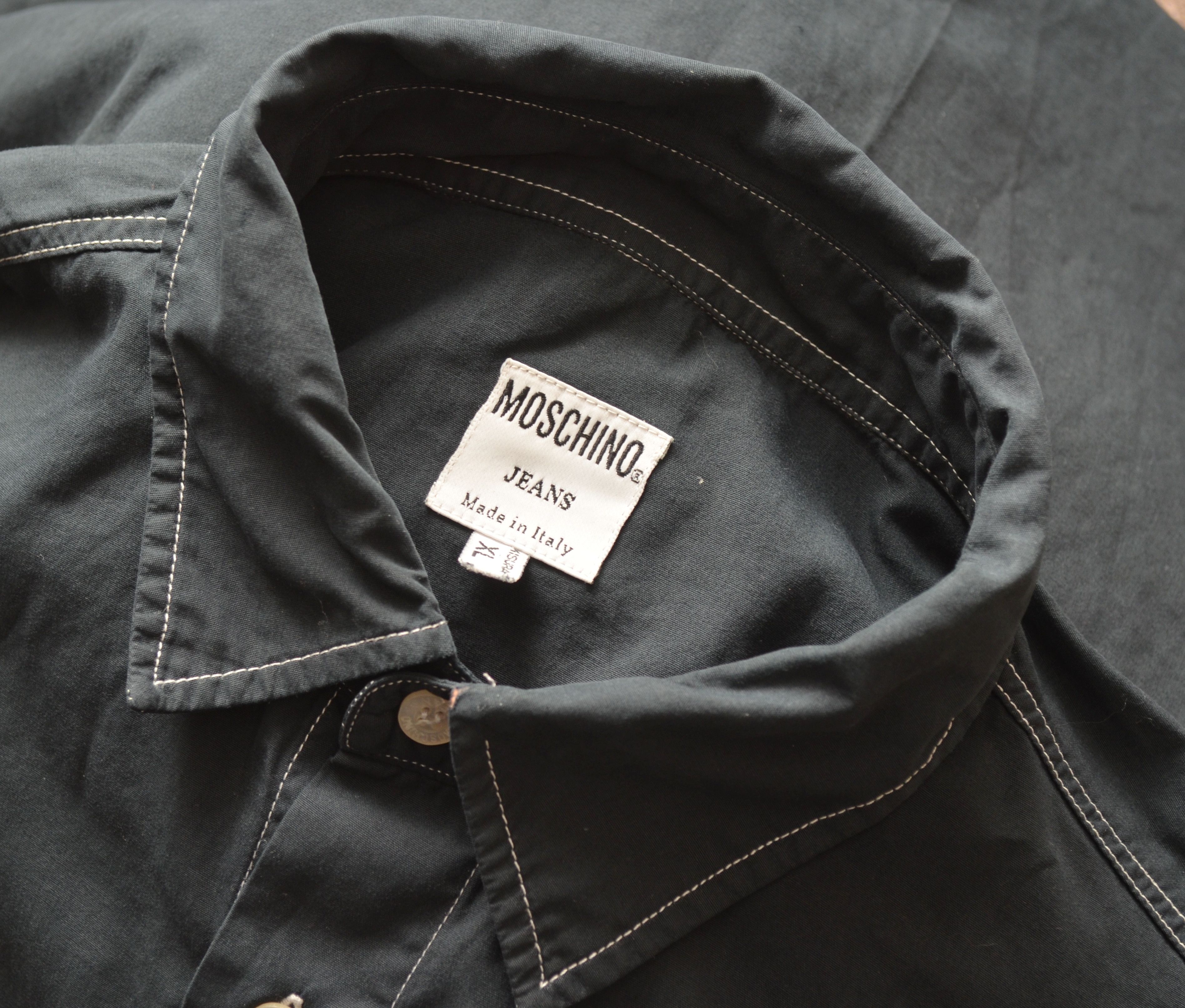 Designer × Moschino × Vintage Moschino Dark Navy Vintage Shirt Big Logo Sz XL 90s y2k Size US XL / EU 56 / 4 - 5 Thumbnail