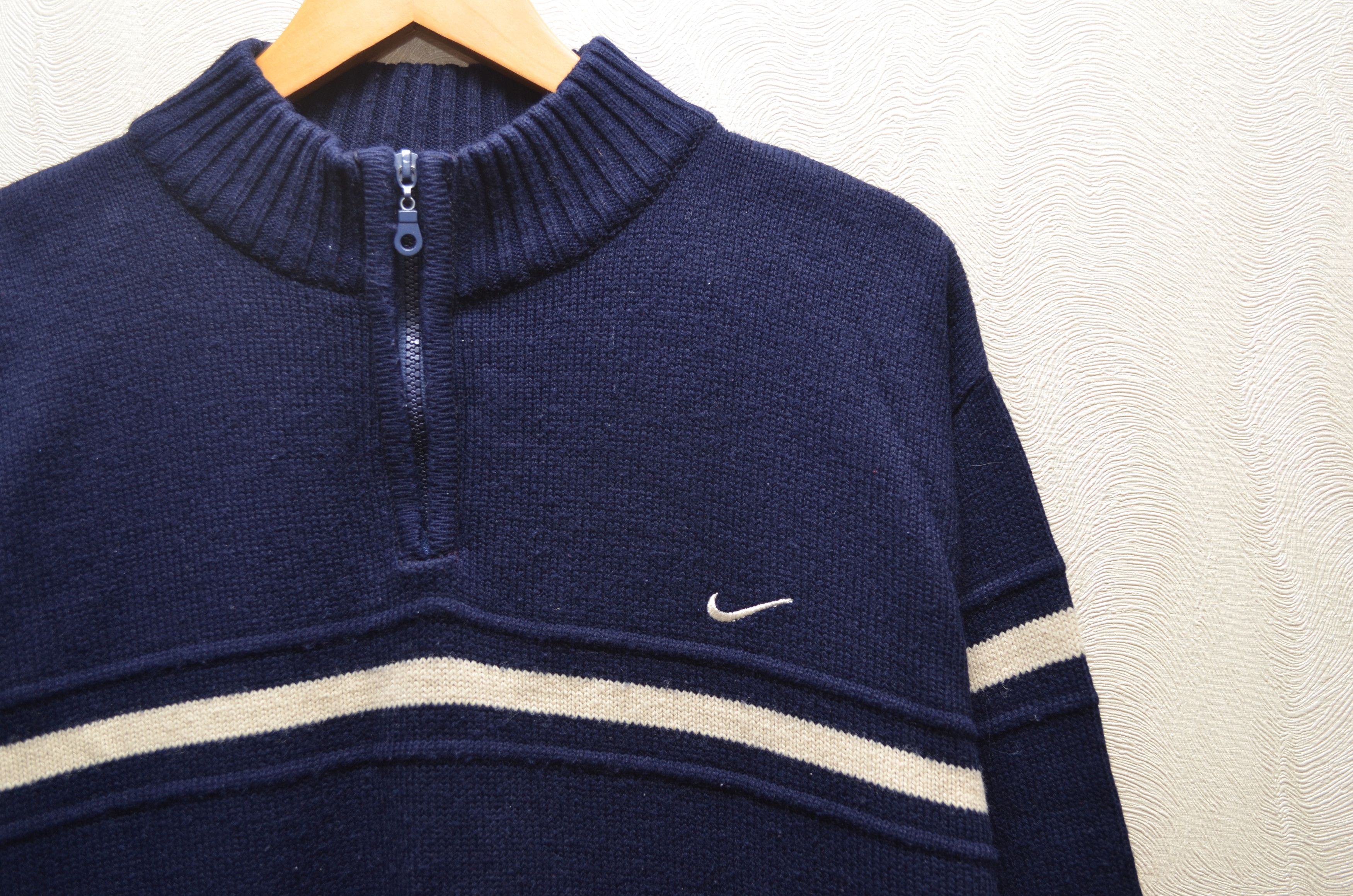 Nike × Vintage Vintage 90s Navy Nike Embroided Logo Knit Sweater y2k Size US XL / EU 56 / 4 - 3 Thumbnail