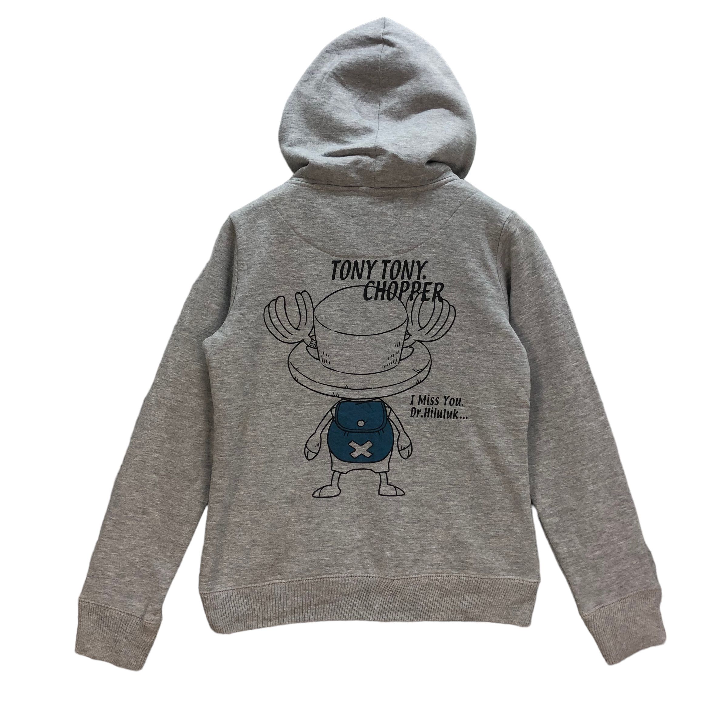 image of Anima x Movie Tony Tony Chopper Big Logo Hoodies 7222-119 in Grey, Men's (Size Medium)