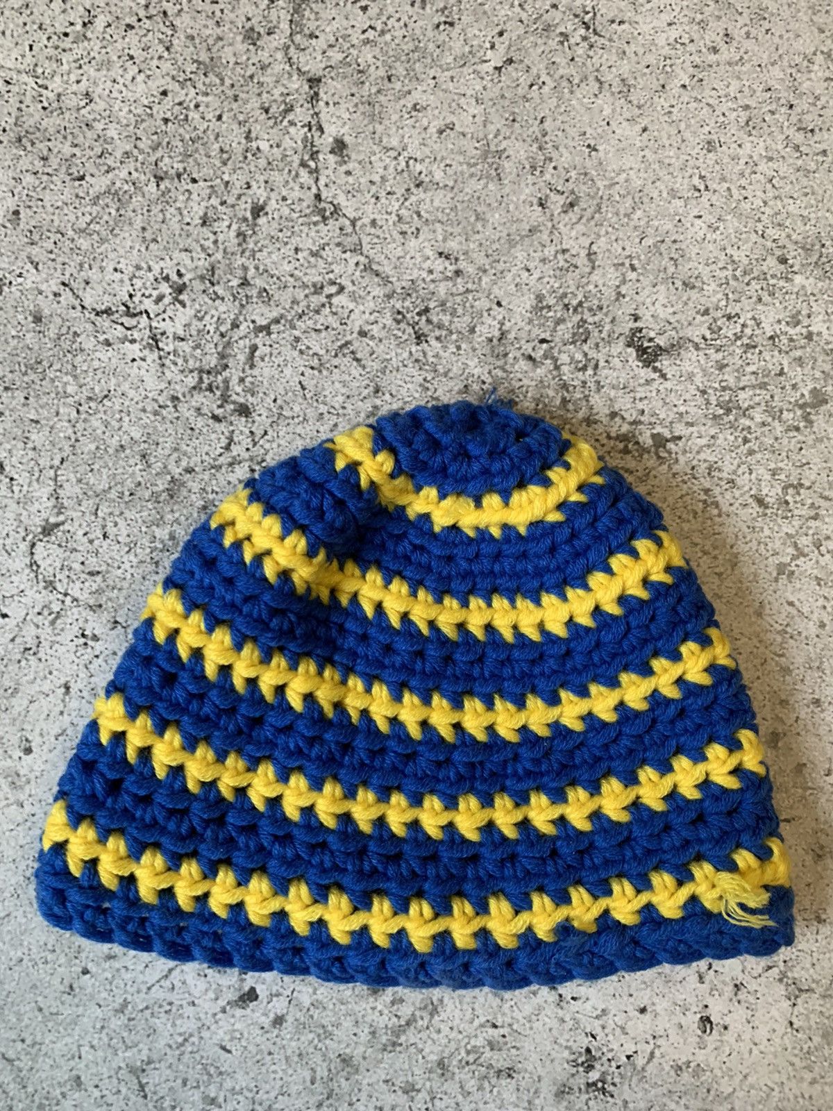 Handmade Blue yellow handmade knit beanie Ukraine Size ONE SIZE - 5 Thumbnail
