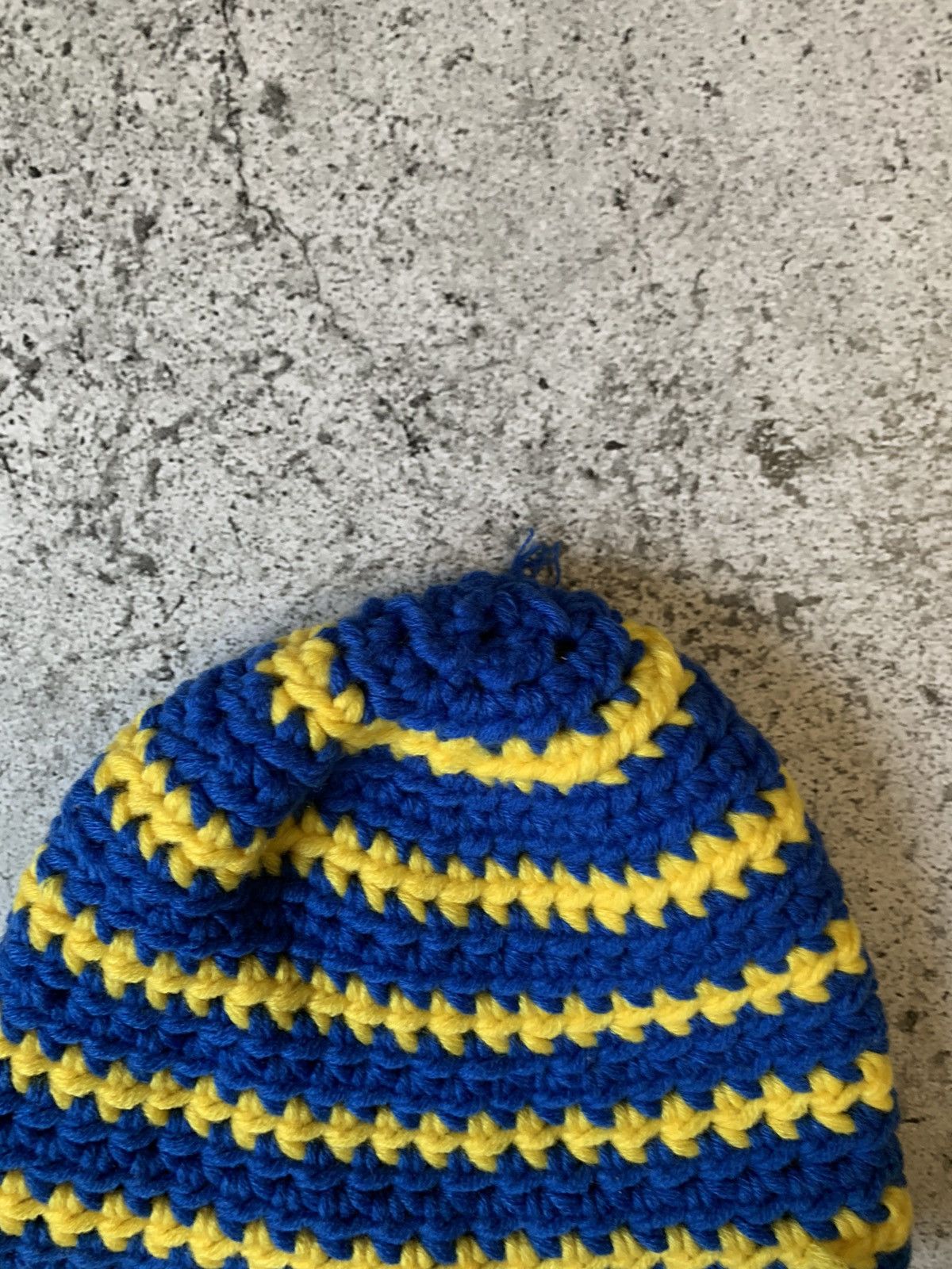 Handmade Blue yellow handmade knit beanie Ukraine Size ONE SIZE - 6 Thumbnail
