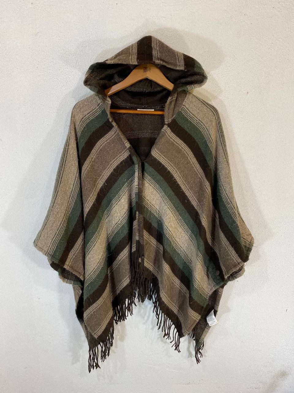 Pre-owned Designer S Hooded Poncho Two Tone In Brown
