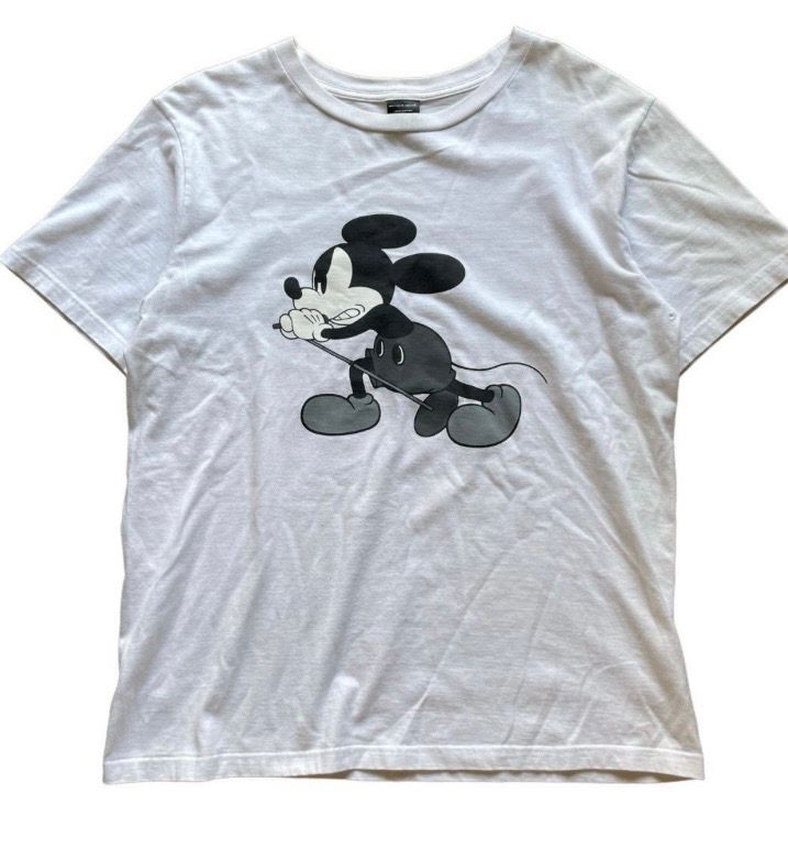 Pre-owned Number N Ine Send Offers Number (n)ine Mickey Mouse Rockstar Tee In White