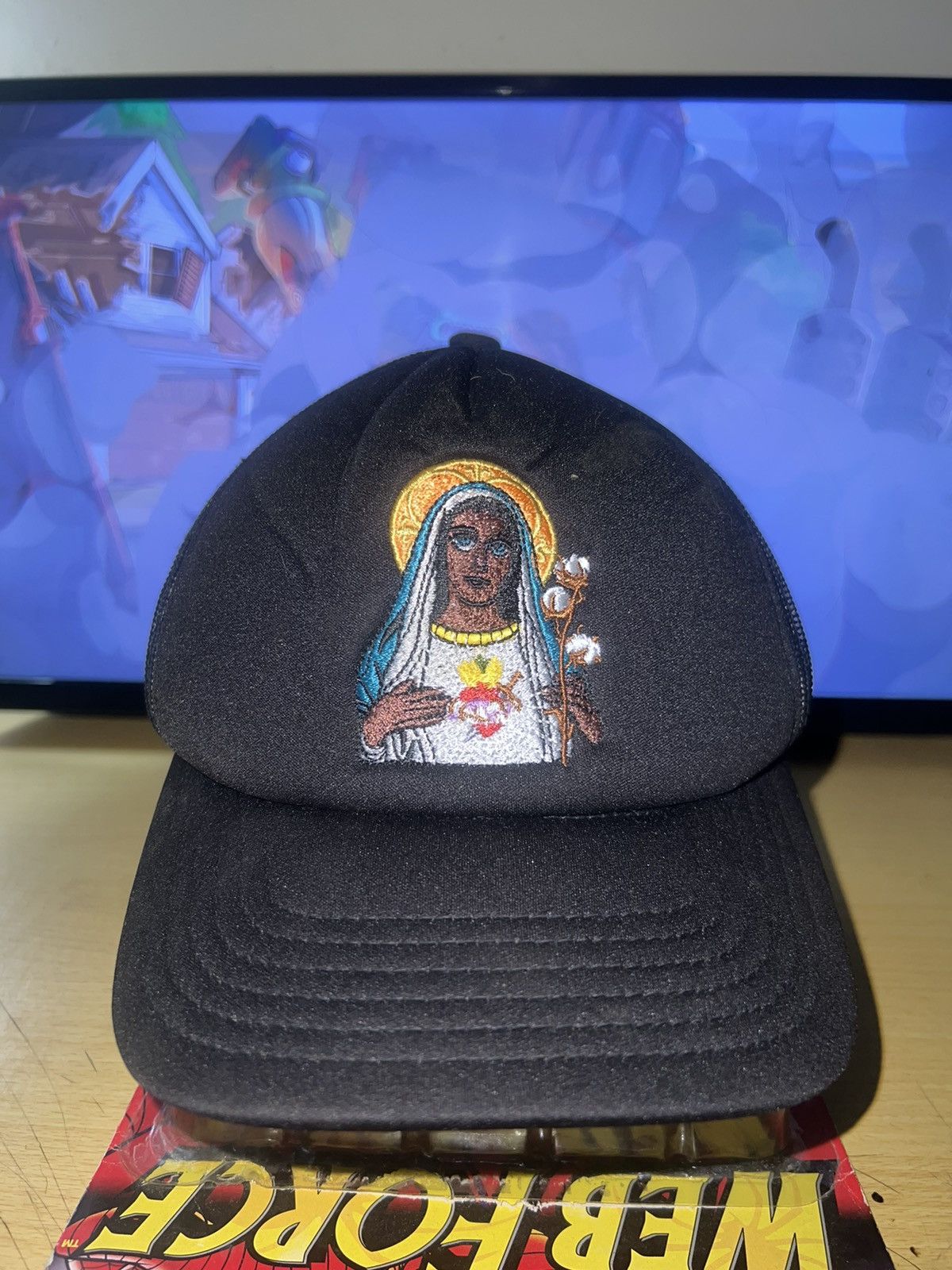 DENIM TEARS DENIM TEARS Black Madonna Trucker Cap. | Grailed