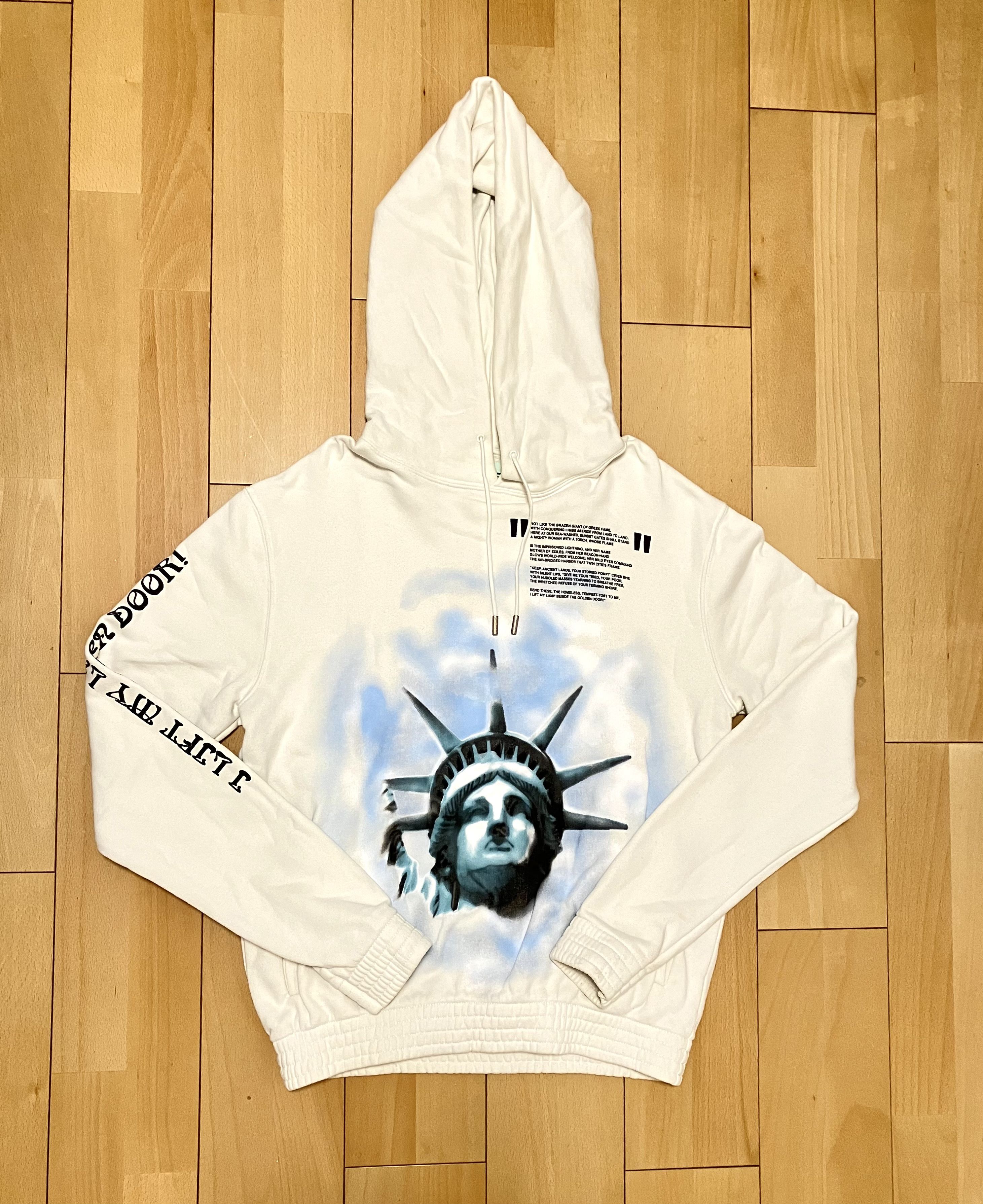 image of Off White Off-White White Statue Of Liberty Pullover Hoodie, Men's (Size Medium)
