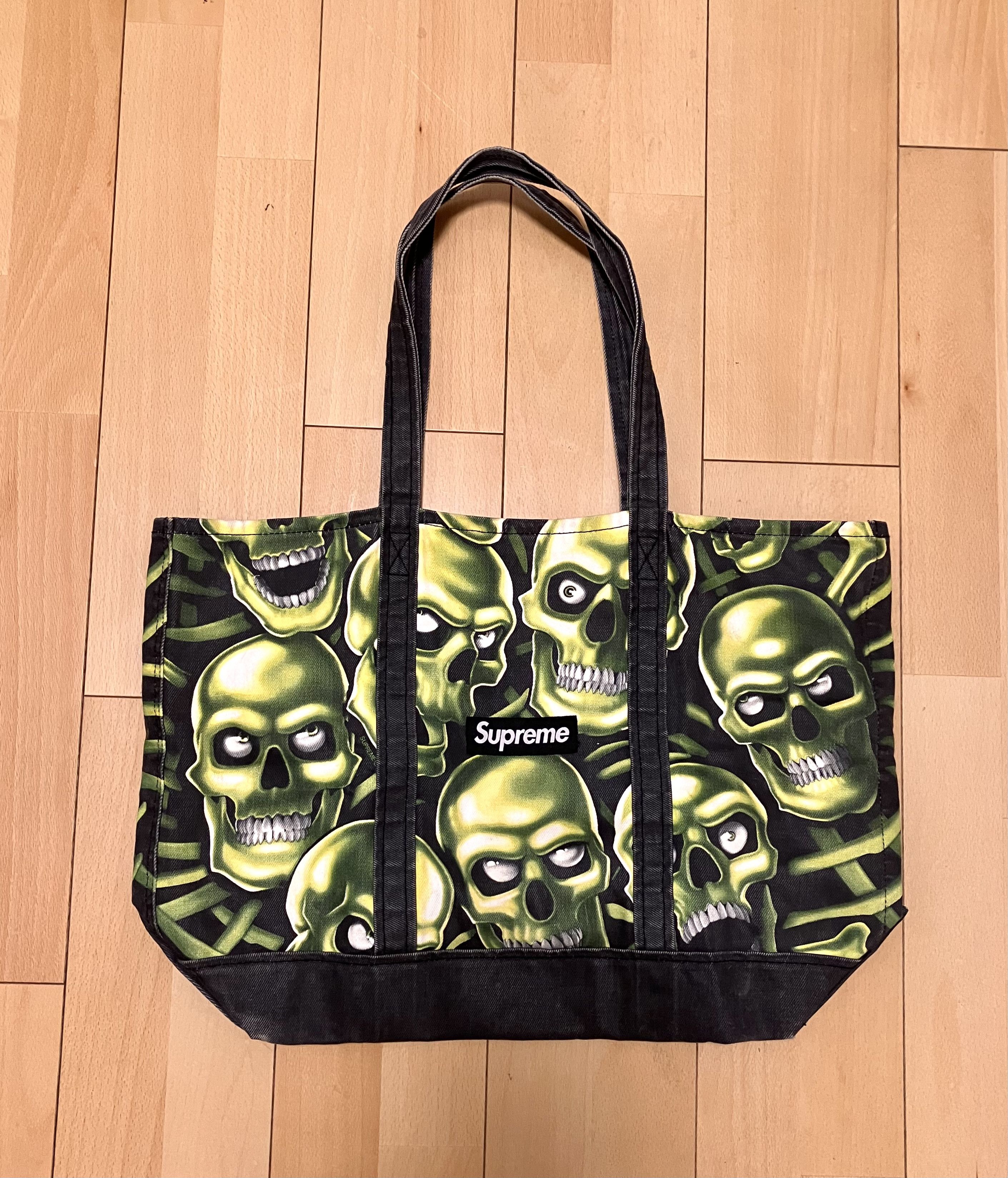 Supreme skull pile hot sale denim tote