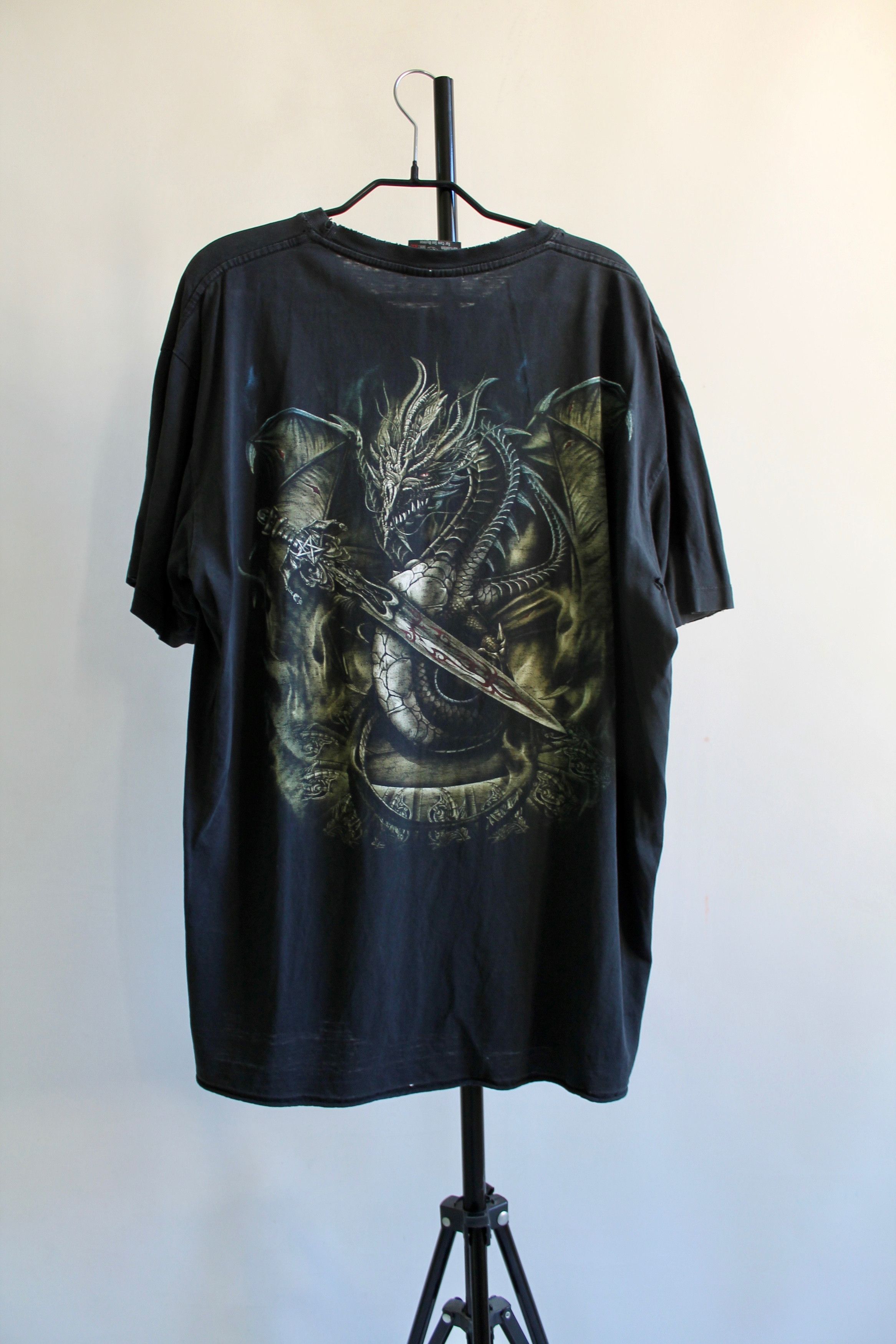 Japanese Brand 90's Vintage Metal Rock Dragon worn t shirt tee XL TRASHED Size US XL / EU 56 / 4 - 6 Thumbnail