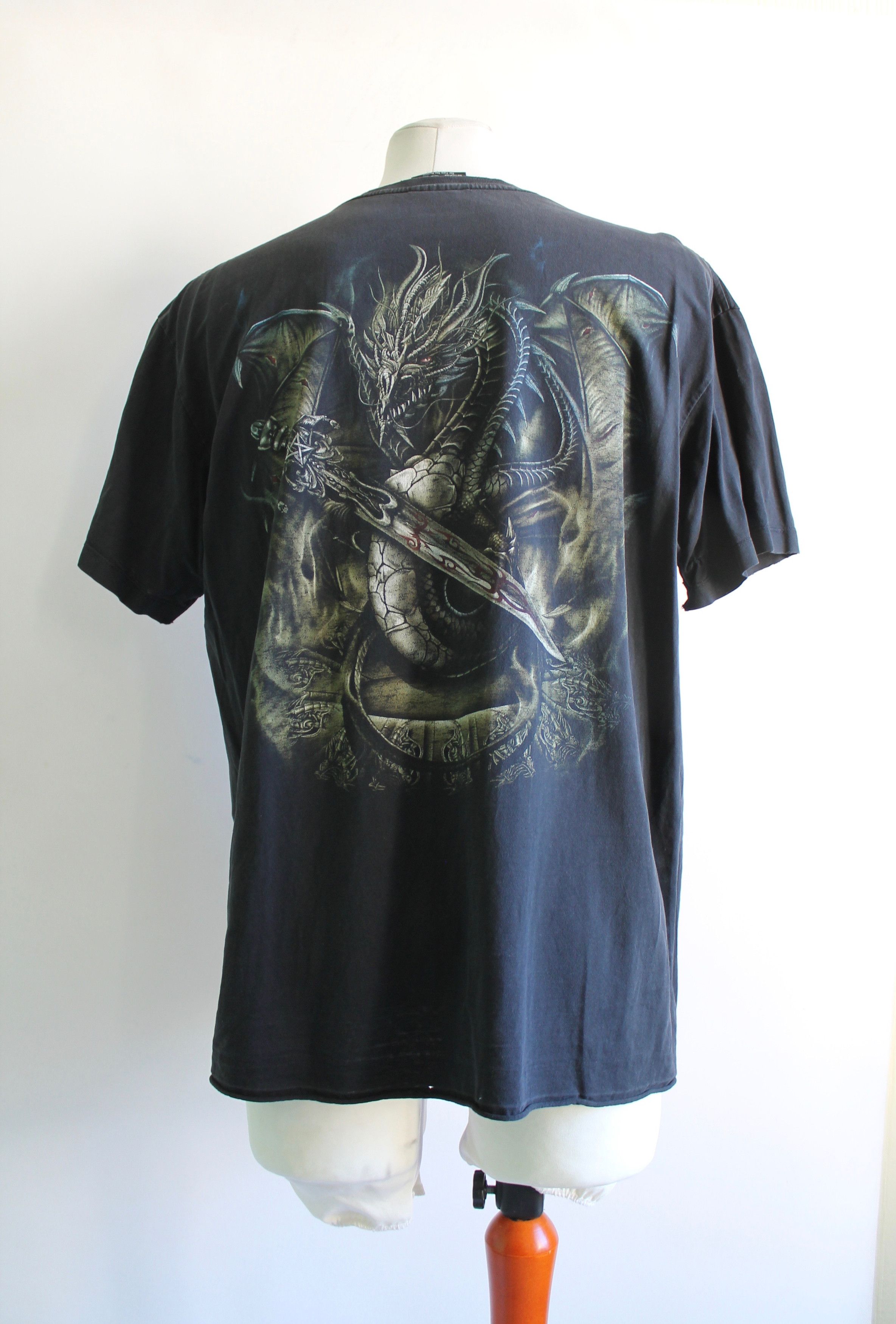 Japanese Brand 90's Vintage Metal Rock Dragon worn t shirt tee XL TRASHED Size US XL / EU 56 / 4 - 12 Thumbnail