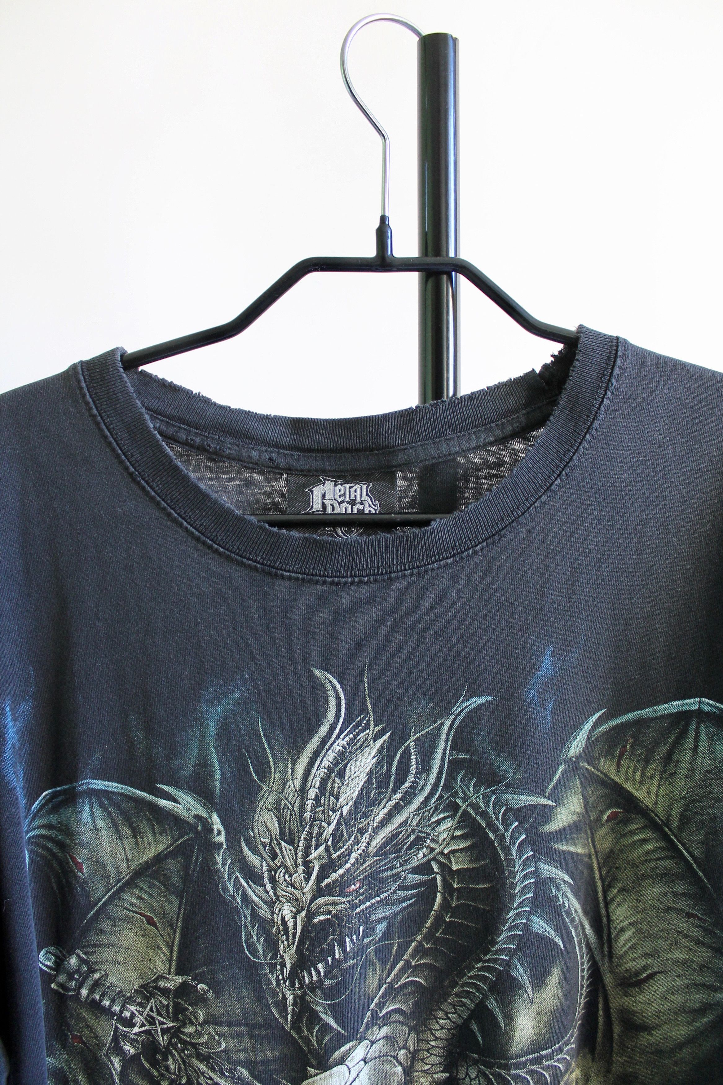 Japanese Brand 90's Vintage Metal Rock Dragon worn t shirt tee XL TRASHED Size US XL / EU 56 / 4 - 3 Thumbnail