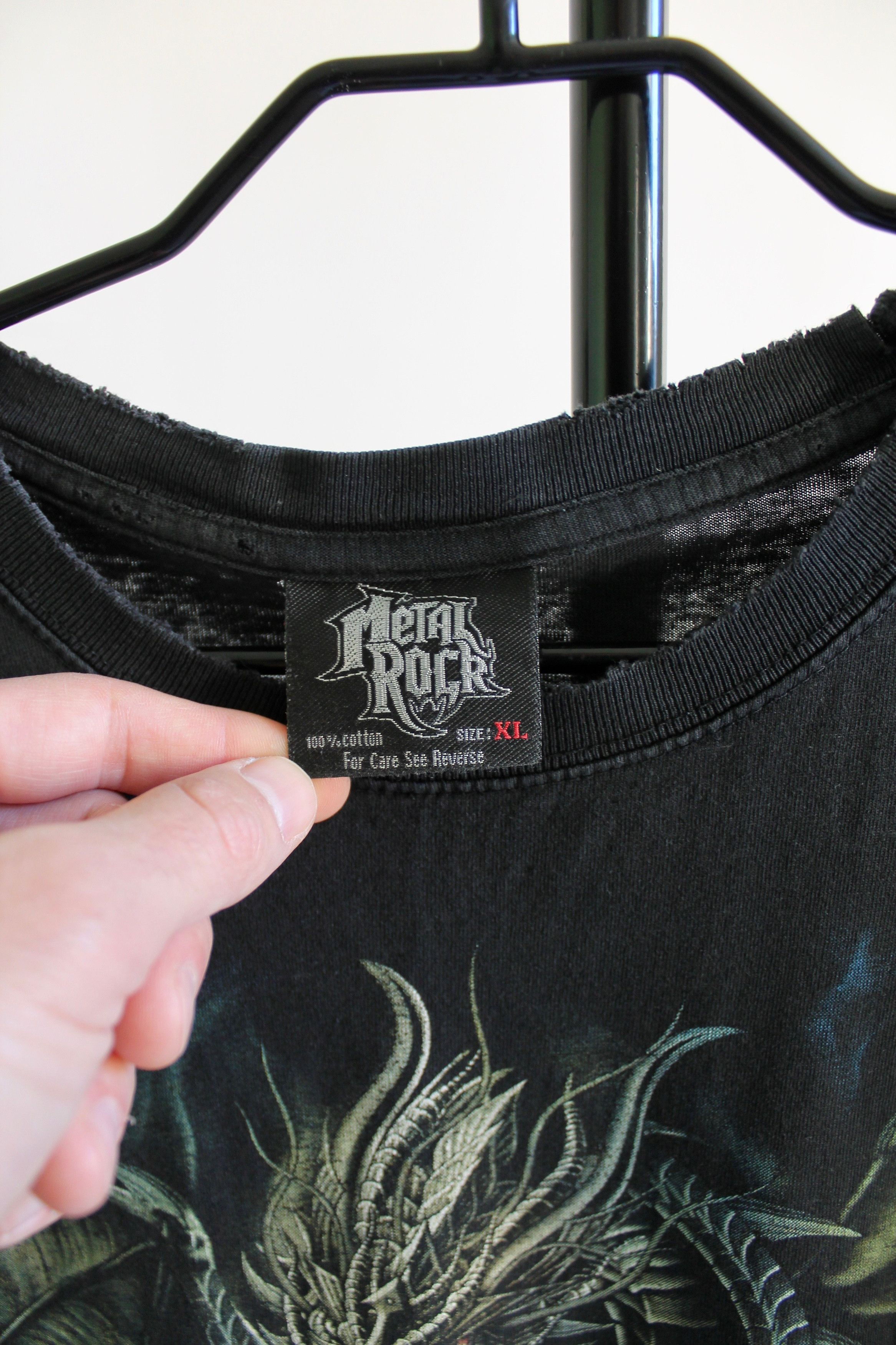Japanese Brand 90's Vintage Metal Rock Dragon worn t shirt tee XL TRASHED Size US XL / EU 56 / 4 - 4 Thumbnail