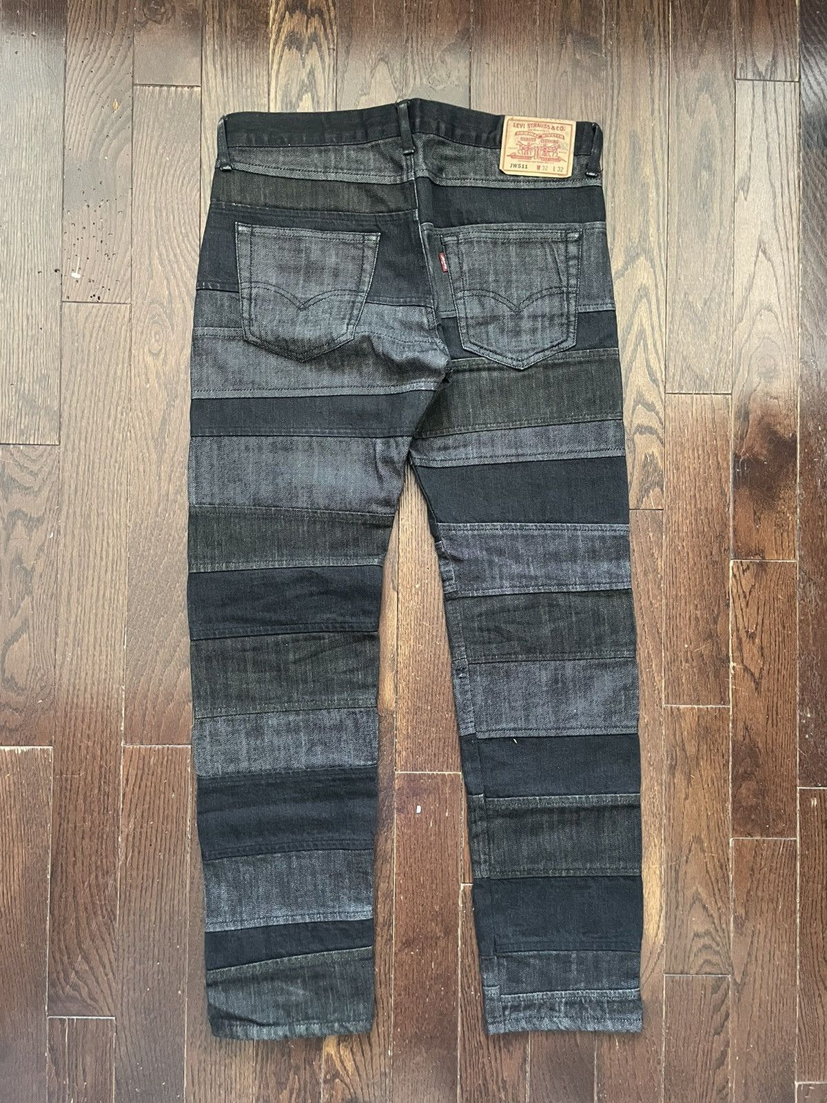 Comme des Garcons × Junya Watanabe × Levi's Levi’s Junya Watanabe Hagi Patchwork Denim Black/Grey 2007 Size US 32 / EU 48 - 2 Thumbnail