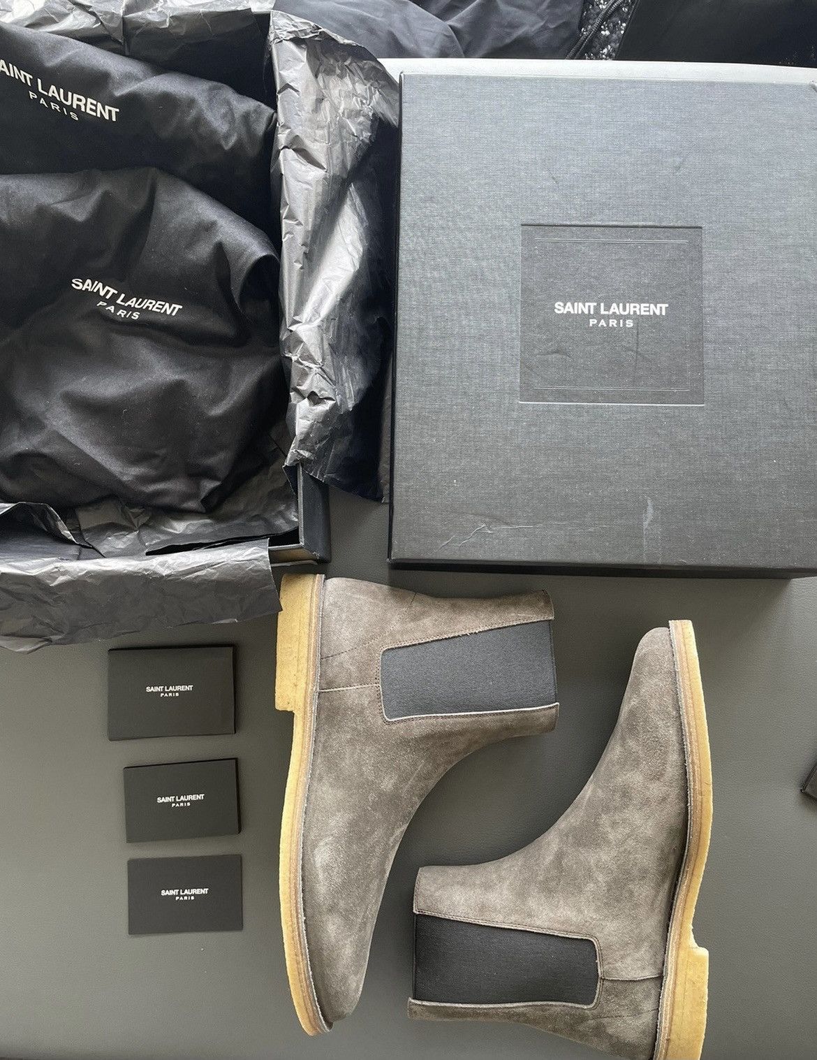 Saint Laurent Paris Rare Brand NEW Runway Classic Suede Leather Chelsea Boots Size US 10 / EU 43 - 8 Thumbnail