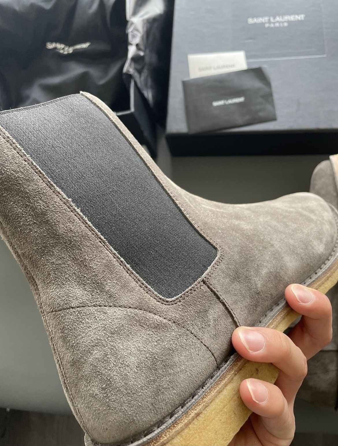 Saint Laurent Paris Rare Brand NEW Runway Classic Suede Leather Chelsea Boots Size US 10 / EU 43 - 18 Thumbnail