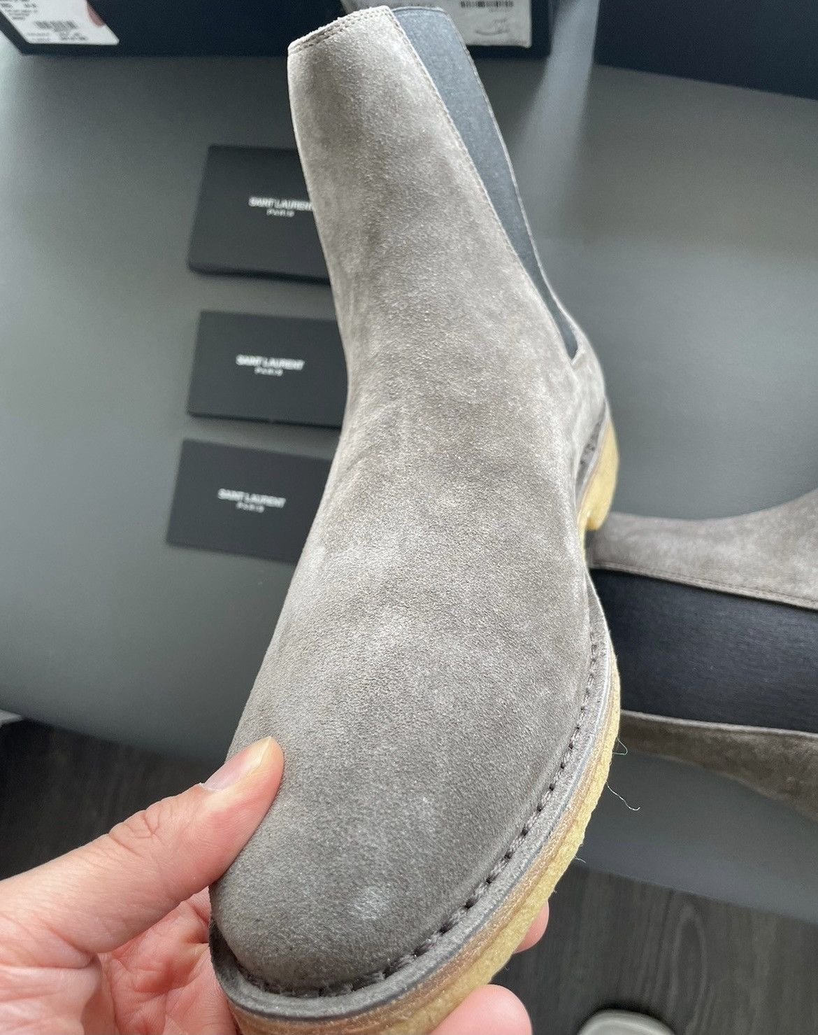 Saint Laurent Paris Rare Brand NEW Runway Classic Suede Leather Chelsea Boots Size US 10 / EU 43 - 6 Thumbnail