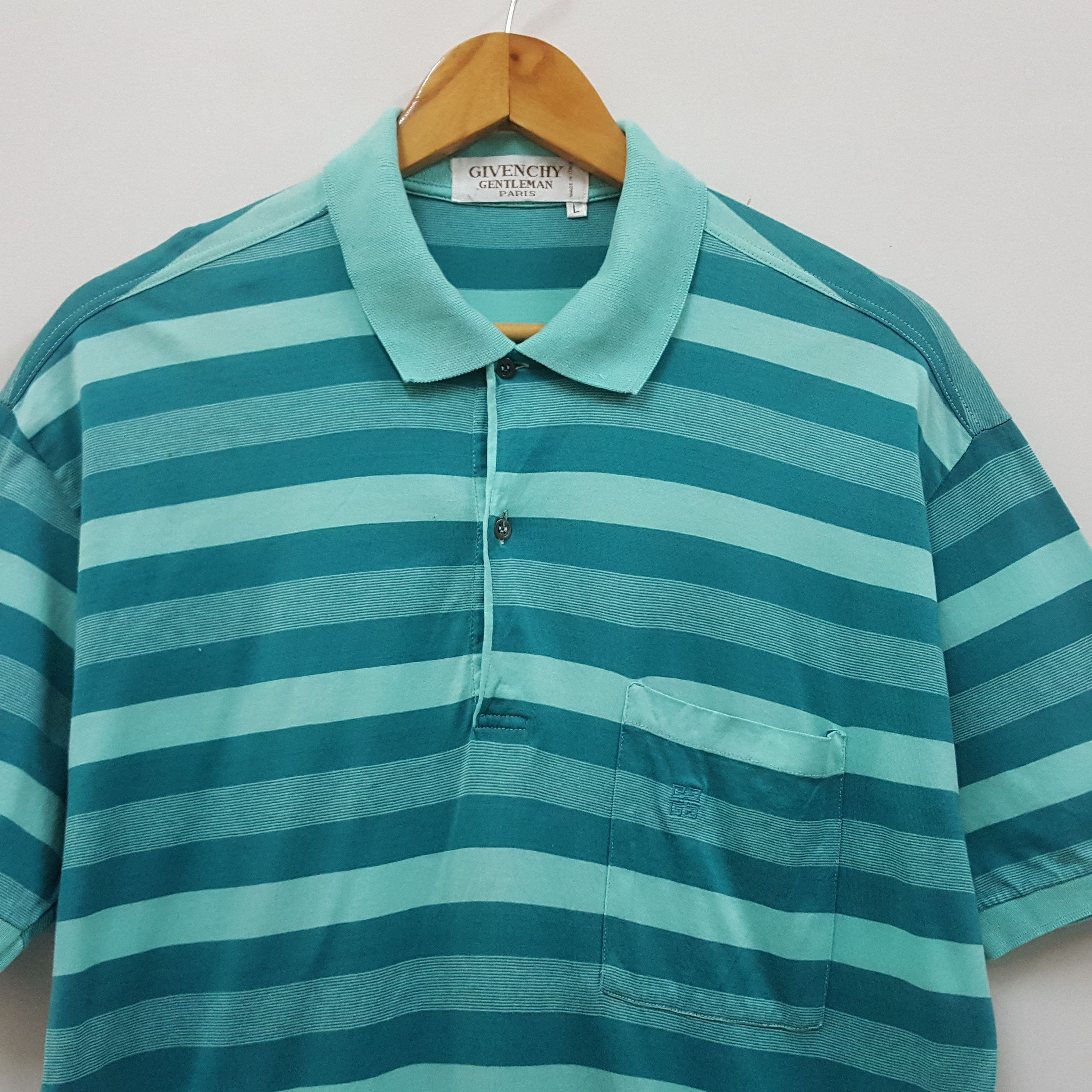 Givenchy × Vintage Vintage GIVENCHY nice design stripe polo shirt made in Italy Size US L / EU 52-54 / 3 - 4 Thumbnail
