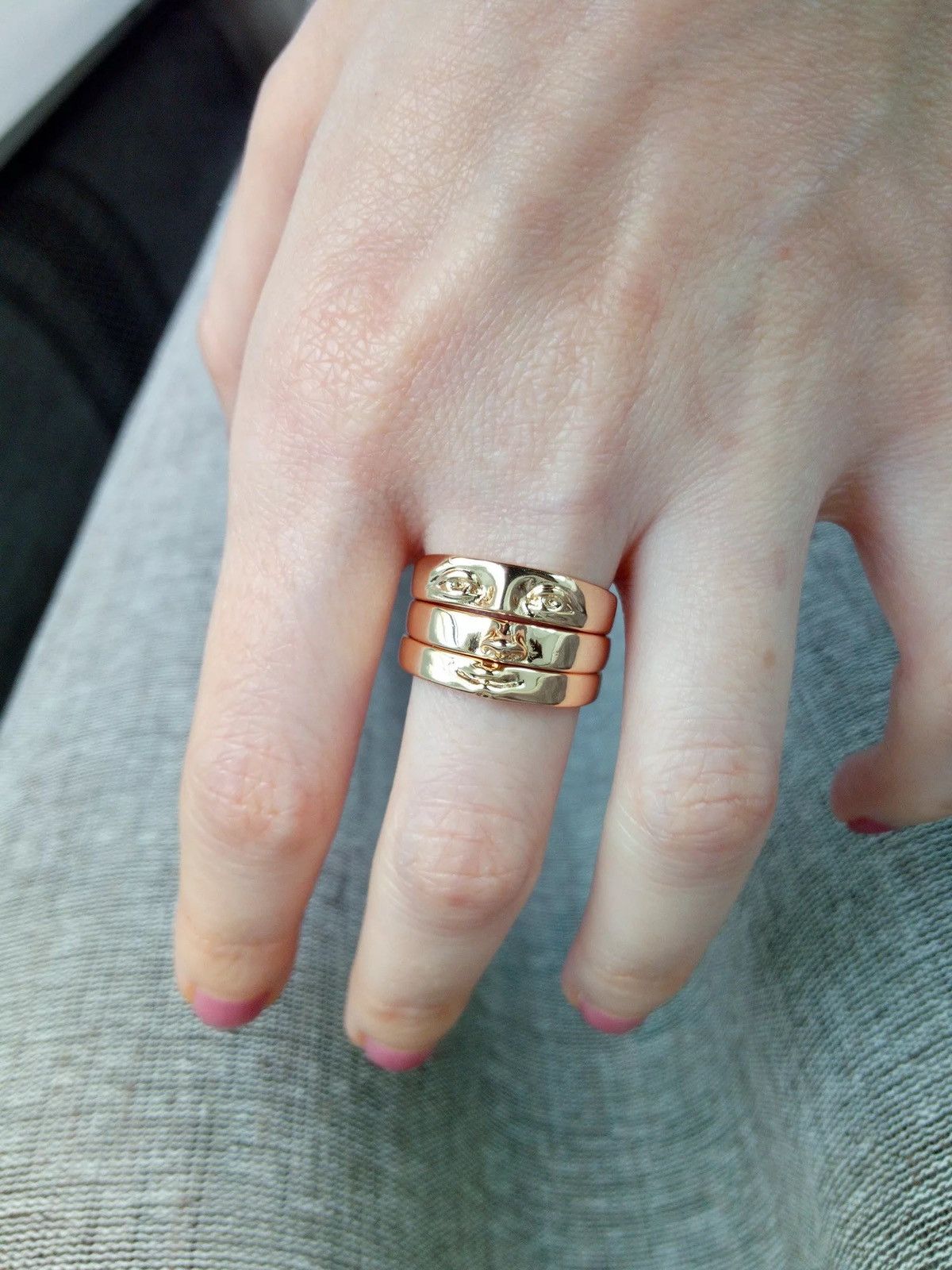 Other Vintage Face Three Stack Finger Ring Set Size ONE SIZE - 4 Thumbnail