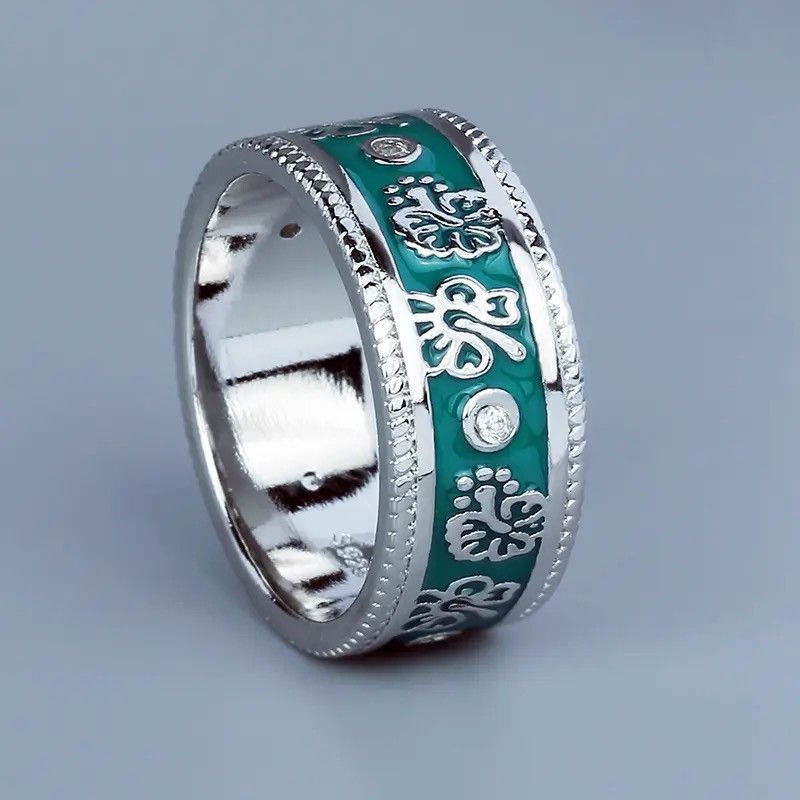 Jewelry Classic Epoxy Enamel Flower Ring Size ONE SIZE - 2 Thumbnail