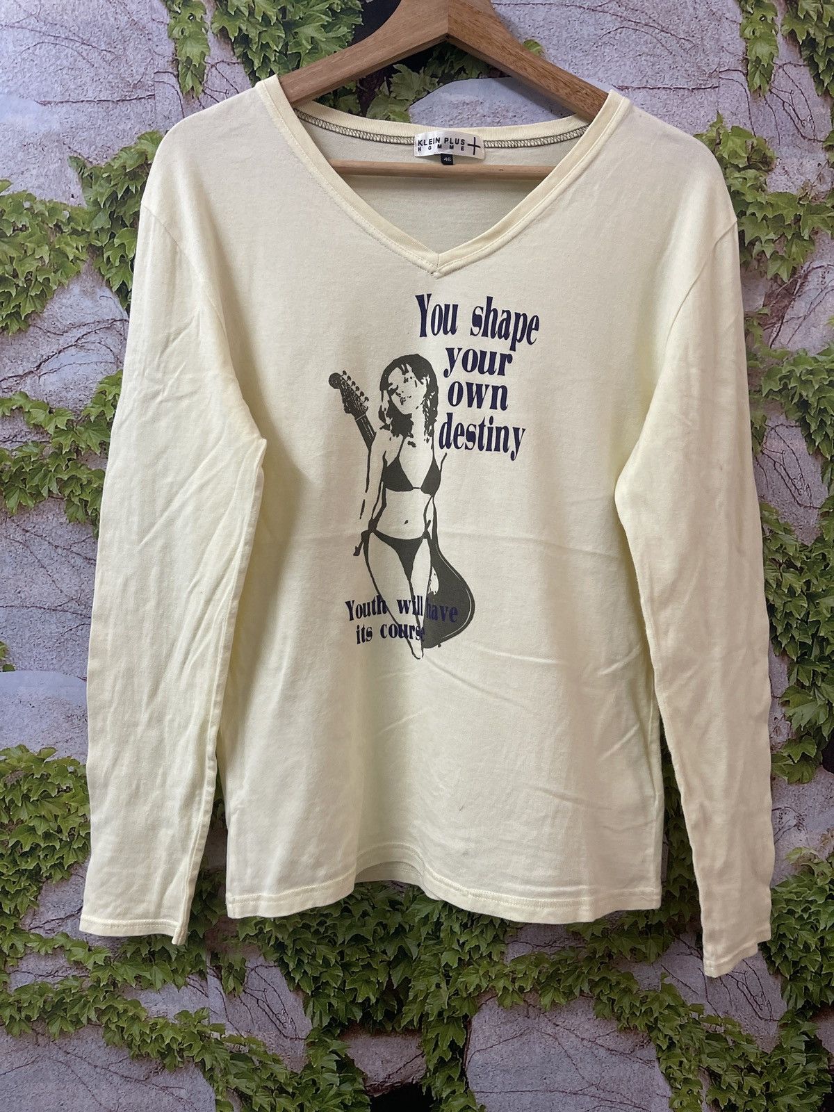 Japanese Brand VINTAGE KLEIN PLUS HOMME V NECK TEE VERY RARE Size S / US 4 / IT 40 - 1 Thumbnail