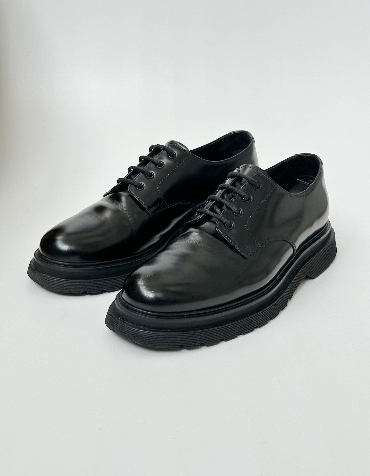 Vtg Archive Prada 1999 FW Runway Leather Derby Y2k Italy