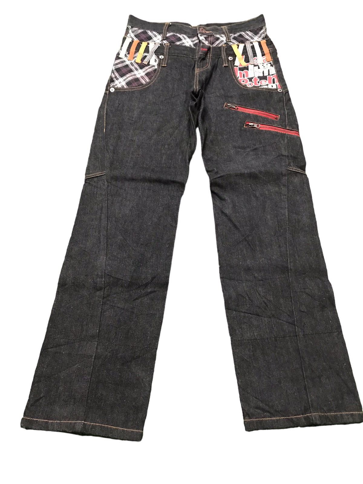 image of Vintage Nylaus Double Waist Multi Zipper Denim Jeans in Black, Men's (Size 30)