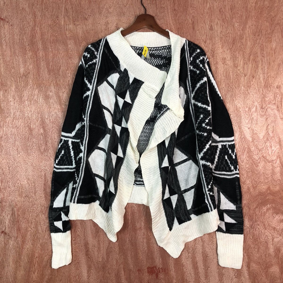 Homespun Knitwear Vanity vintage navajo Black White Cardigan #6074 Size US XS / EU 42 / 0 - 1 Thumbnail