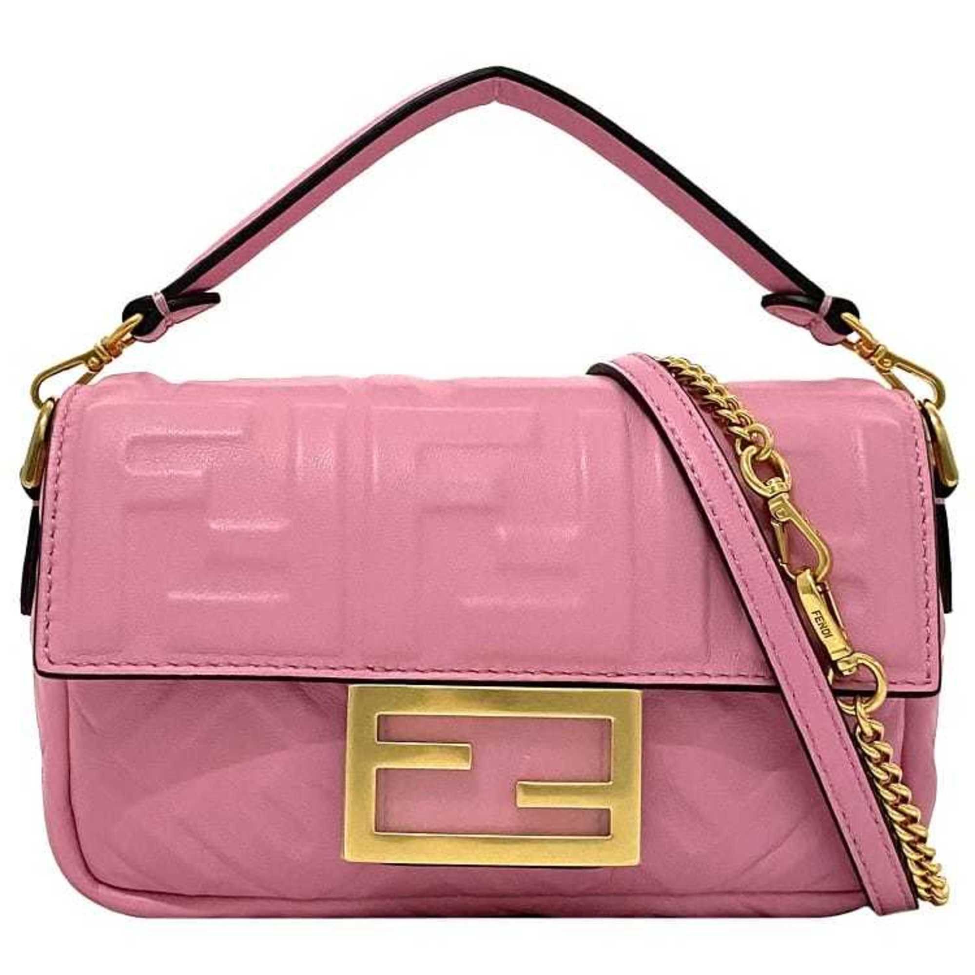 Fendi Baguette Small Pink Gold 8BS017 Leather GP FENDI Shoulder - Main Image