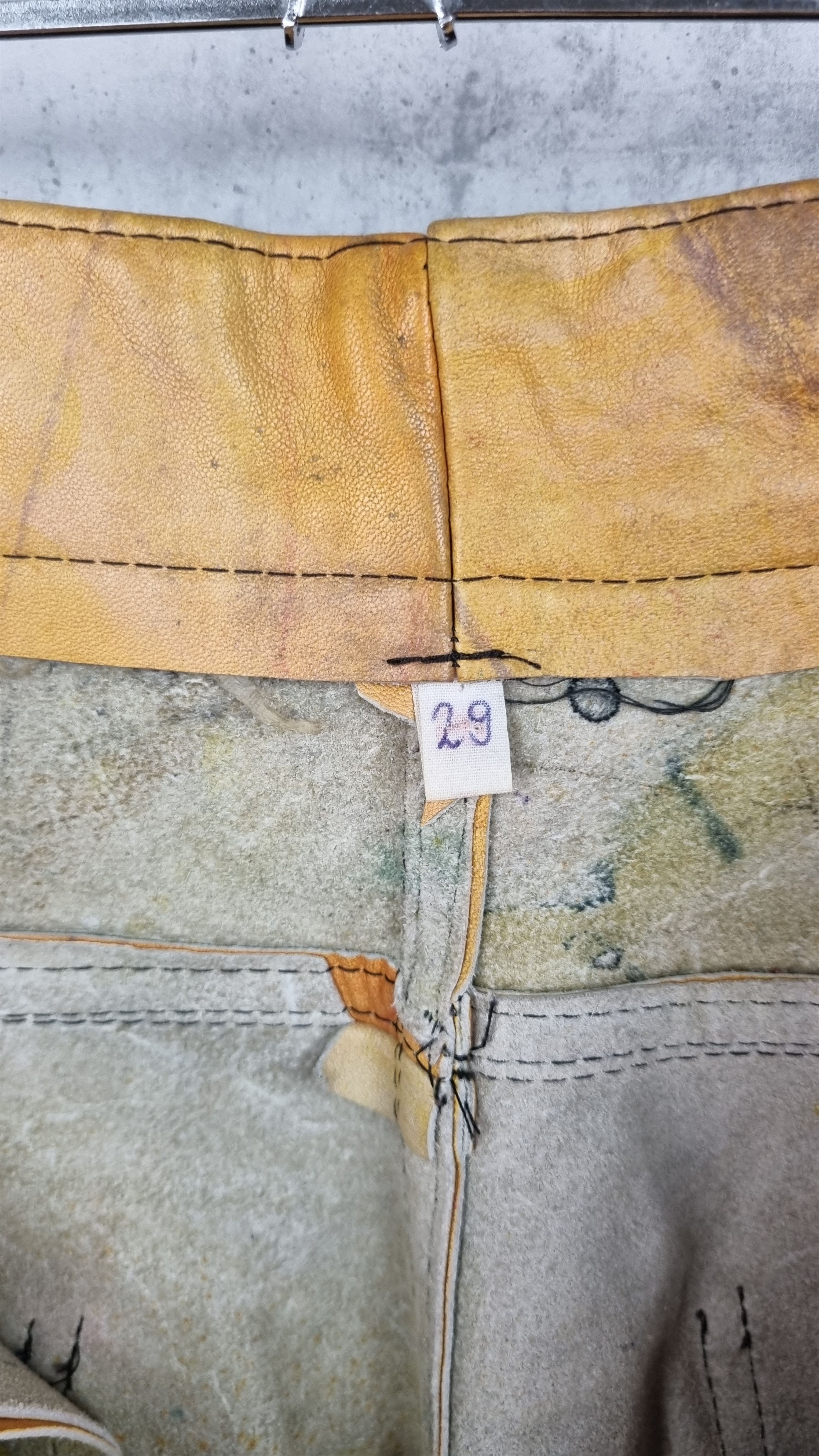 Vintage 90s Rare Leather Painted Pants MAISON MARGIELA Style Size US 29 - 11 Thumbnail