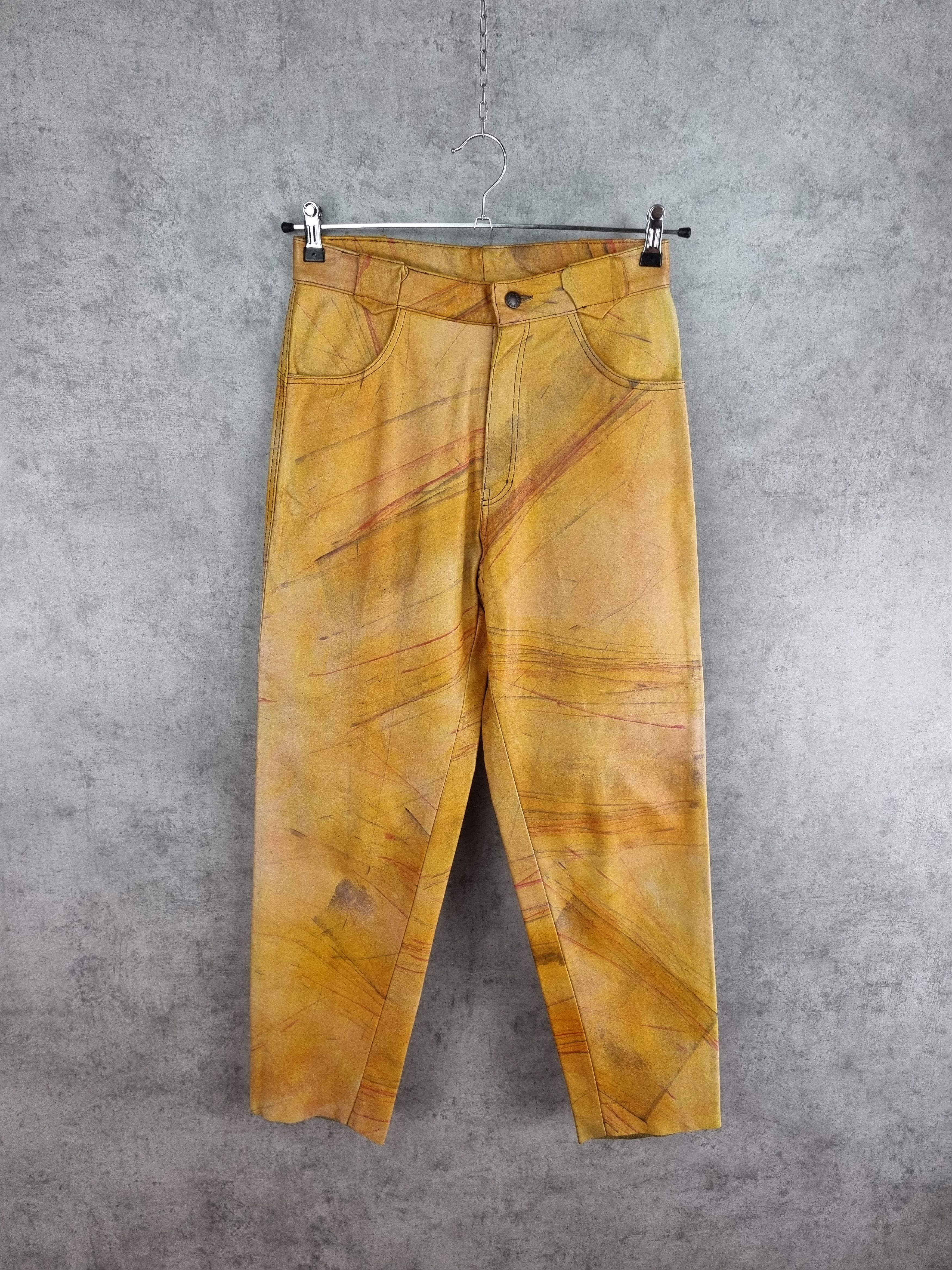 Vintage 90s Rare Leather Painted Pants MAISON MARGIELA Style Size US 29 - 1 Thumbnail