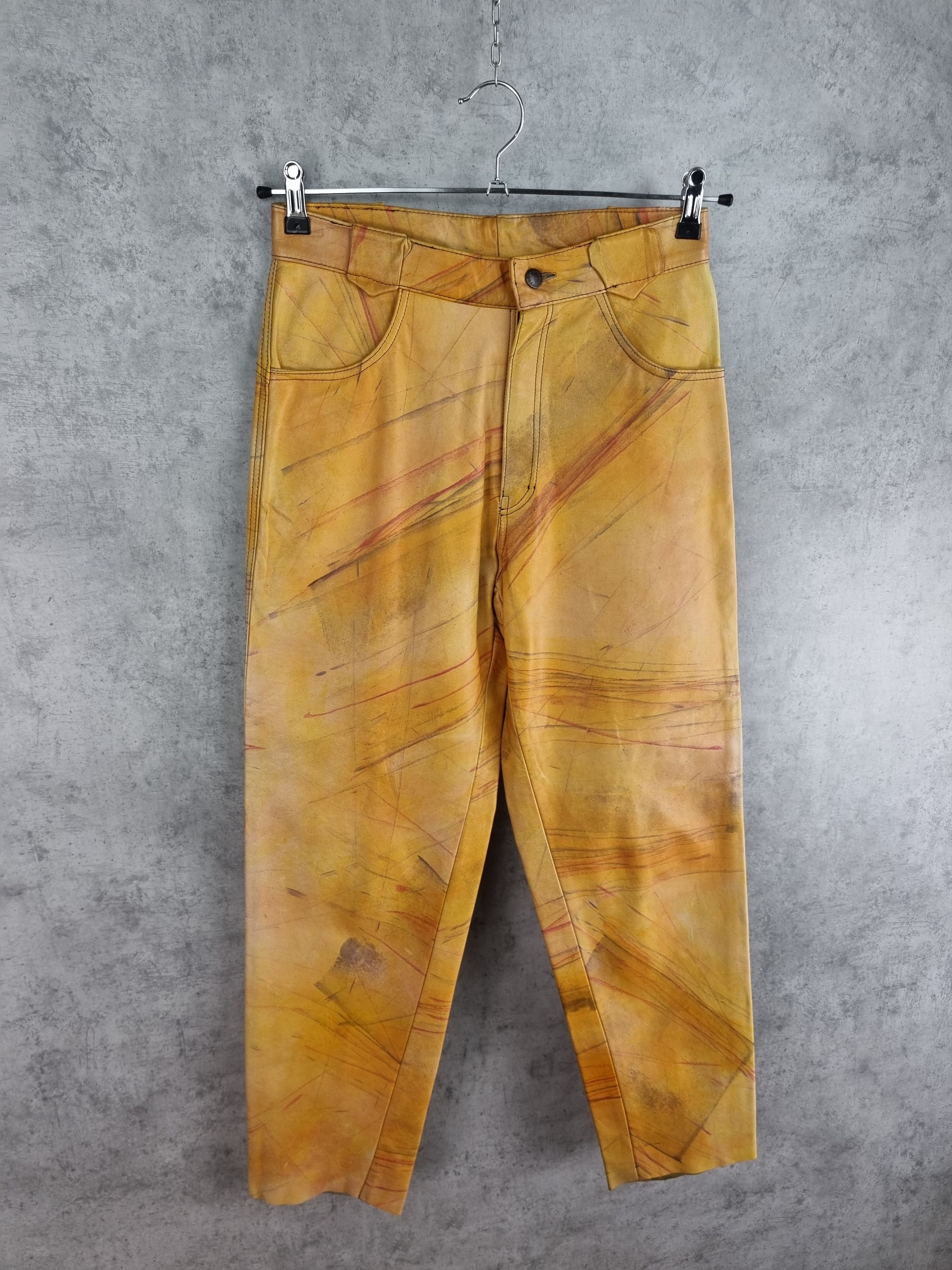 Vintage 90s Rare Leather Painted Pants MAISON MARGIELA Style Size US 29 - 14 Thumbnail