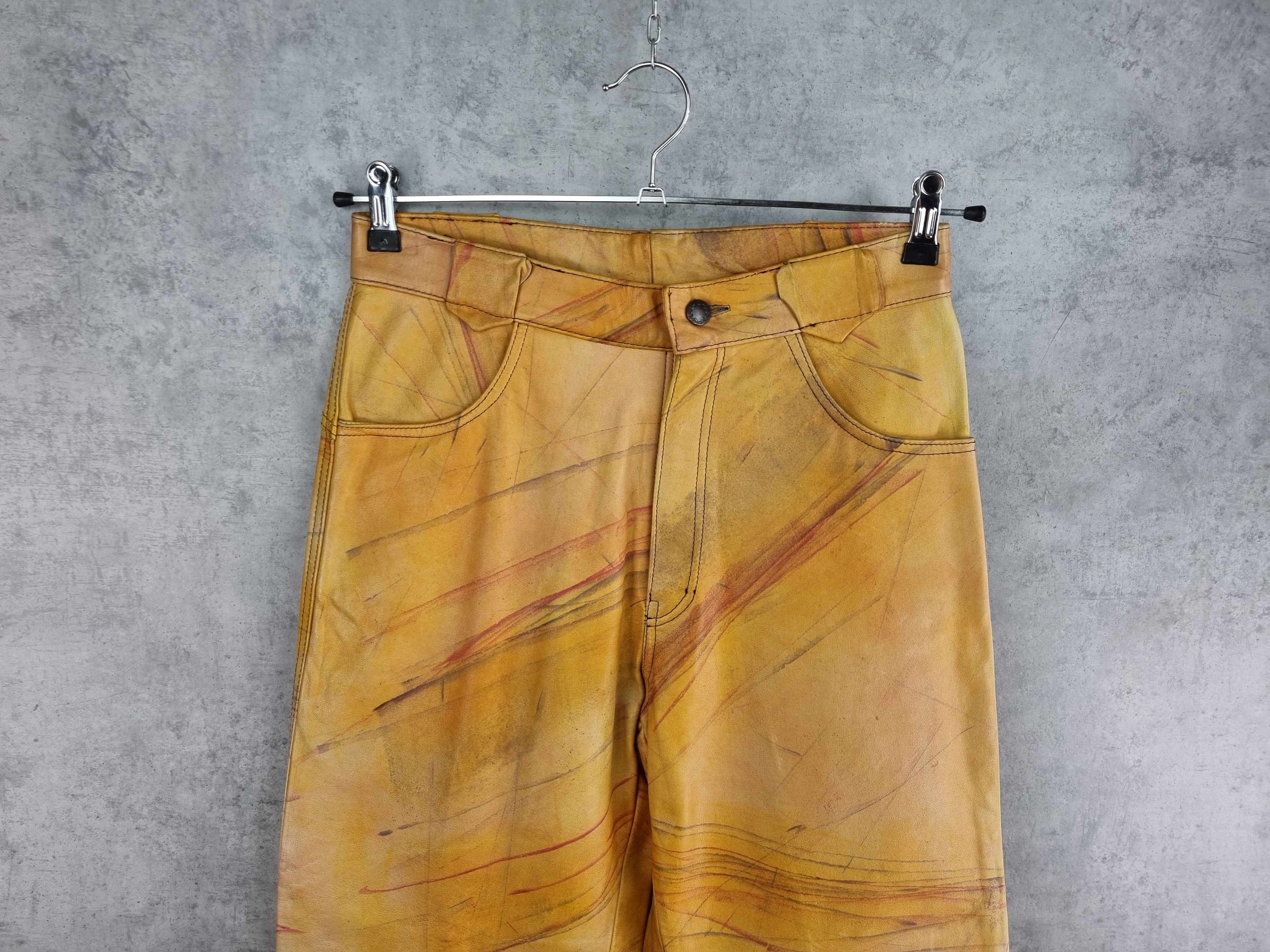 Vintage 90s Rare Leather Painted Pants MAISON MARGIELA Style Size US 29 - 4 Thumbnail
