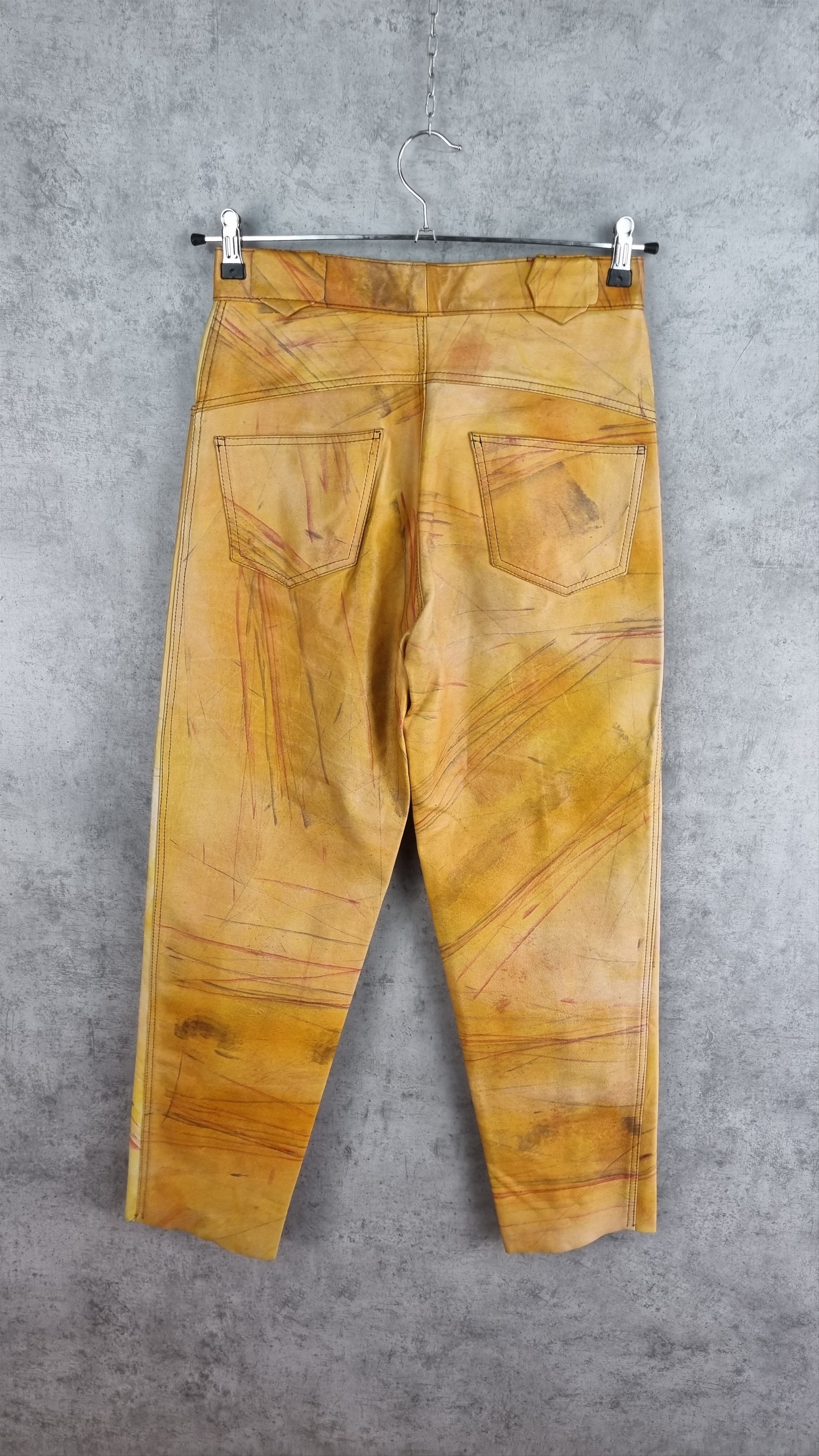 Vintage 90s Rare Leather Painted Pants MAISON MARGIELA Style Size US 29 - 6 Thumbnail