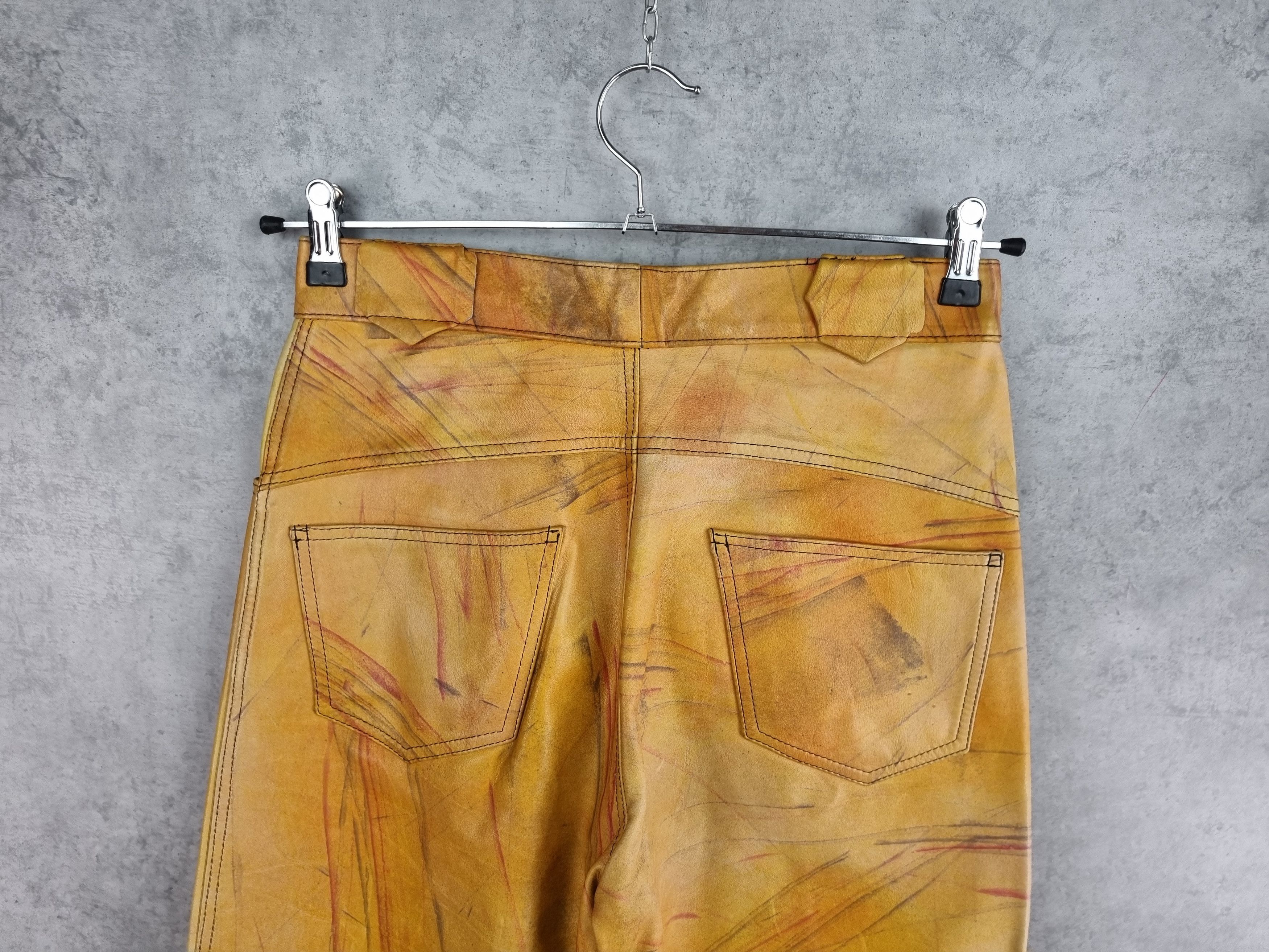 Vintage 90s Rare Leather Painted Pants MAISON MARGIELA Style Size US 29 - 5 Thumbnail