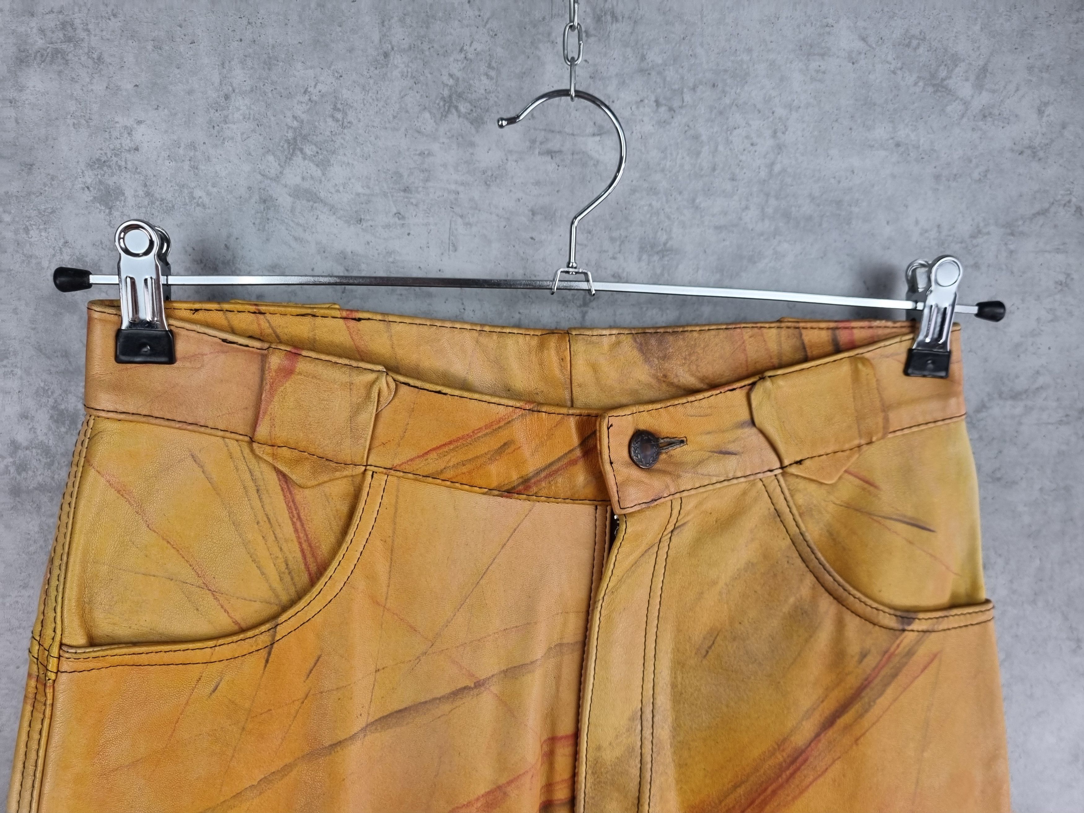 Vintage 90s Rare Leather Painted Pants MAISON MARGIELA Style Size US 29 - 8 Thumbnail