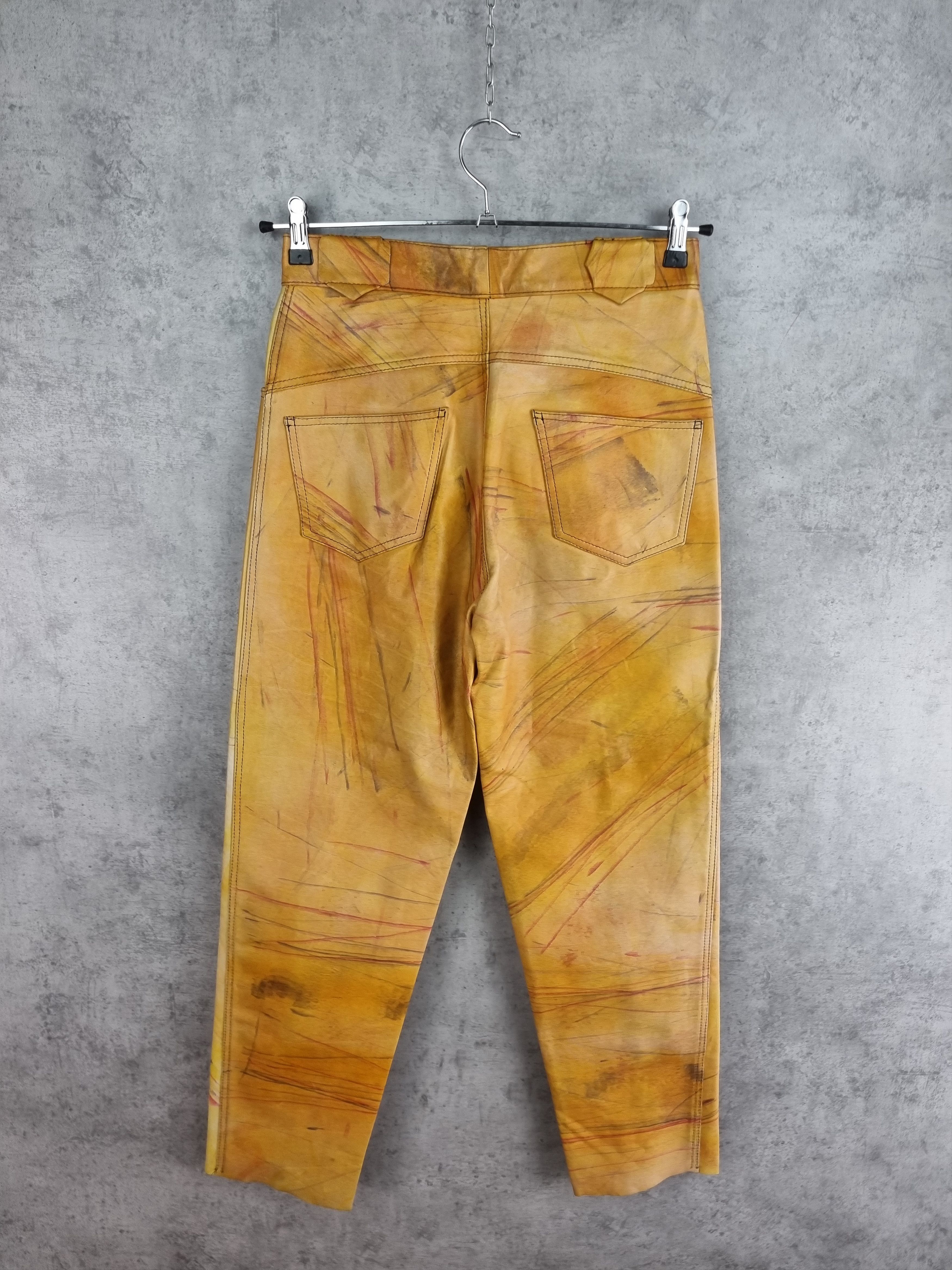 Vintage 90s Rare Leather Painted Pants MAISON MARGIELA Style Size US 29 - 3 Thumbnail