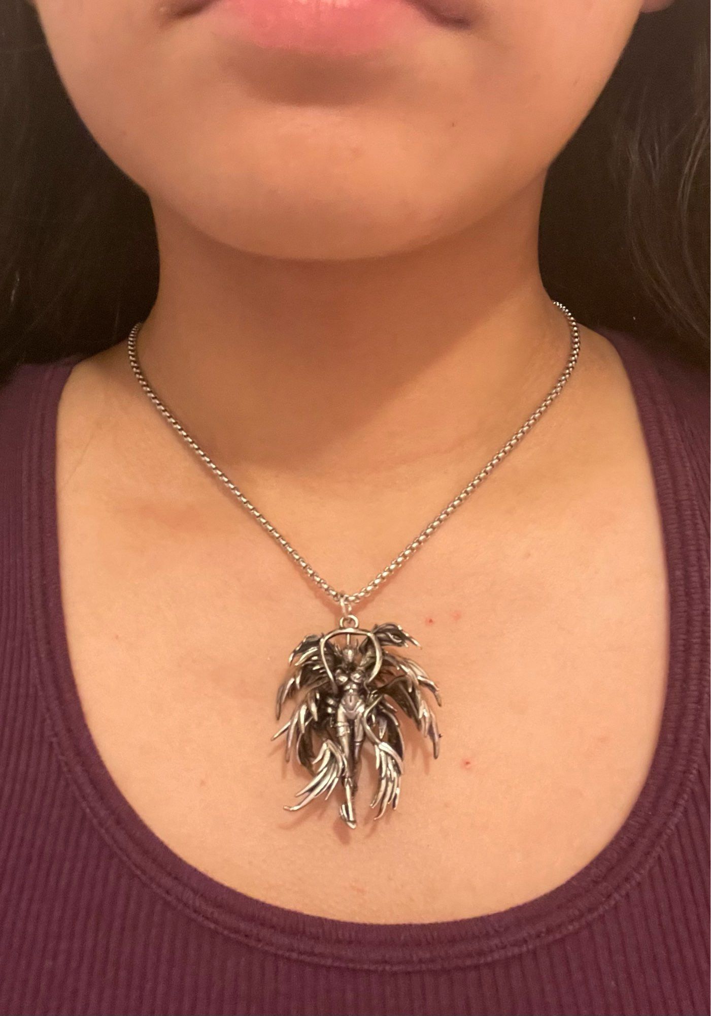 Jewelry Evil Angel Wings Goddess Pendant Necklace Size ONE SIZE - 4 Thumbnail