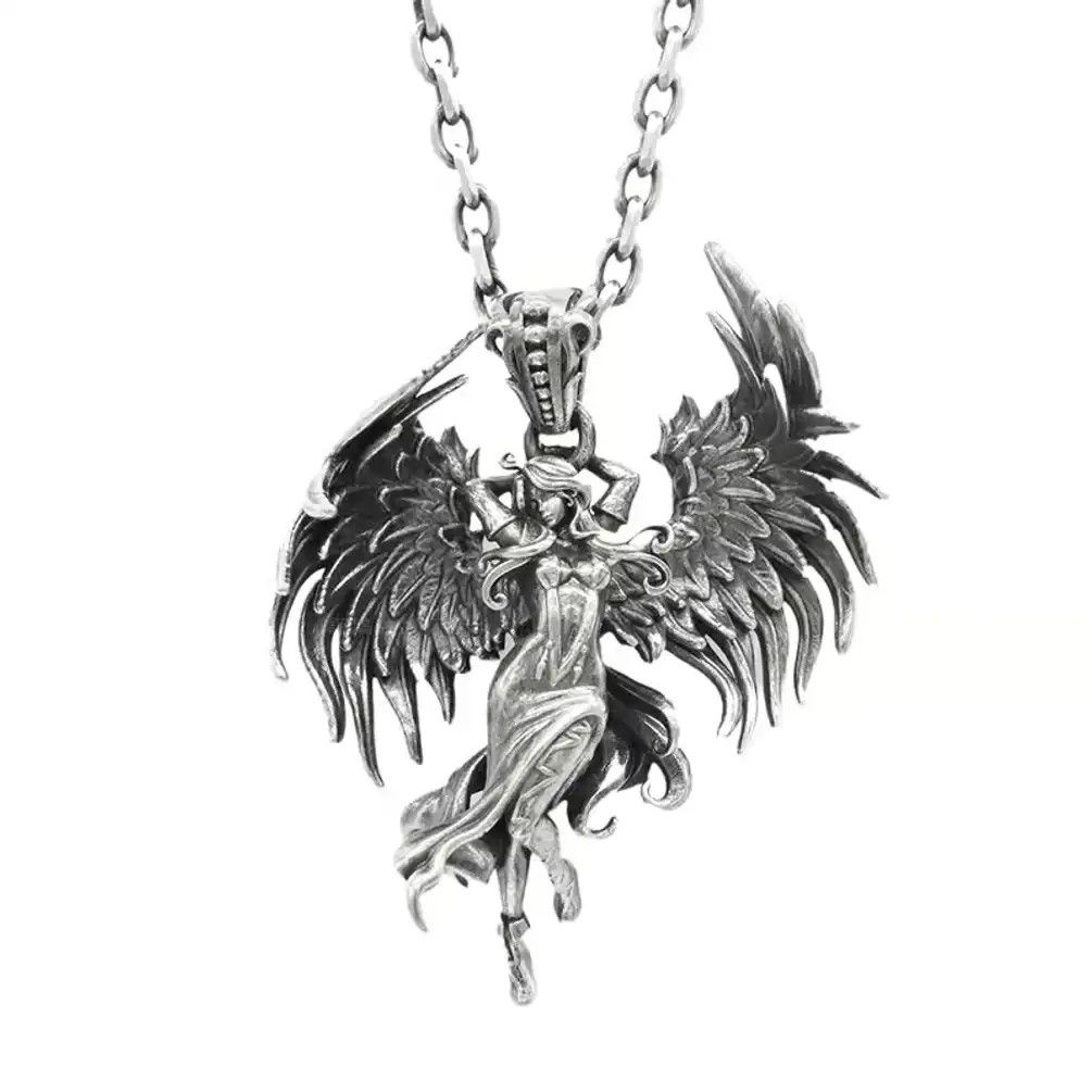 Jewelry Evil Angel Wings Goddess Pendant Necklace Size ONE SIZE - 1 Thumbnail