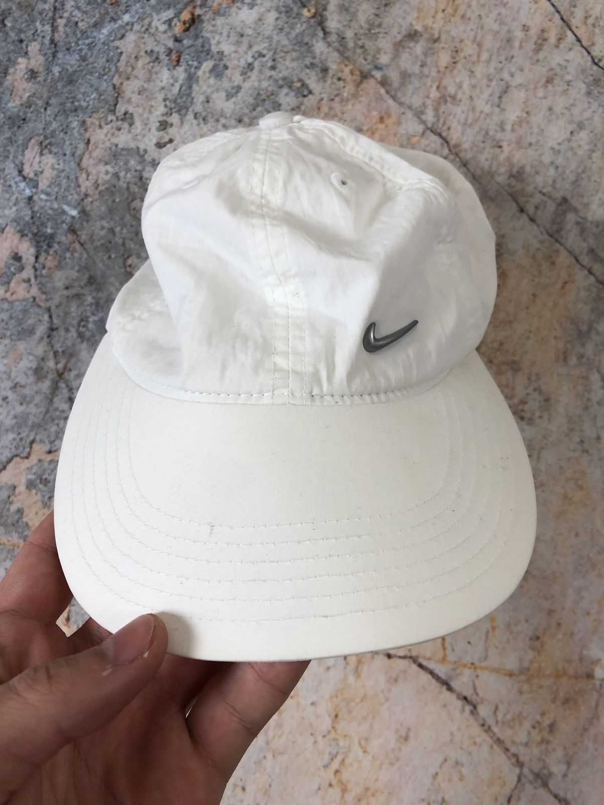 Nike × Vintage Nike vintage white big logo cap Size ONE SIZE - 1 Thumbnail