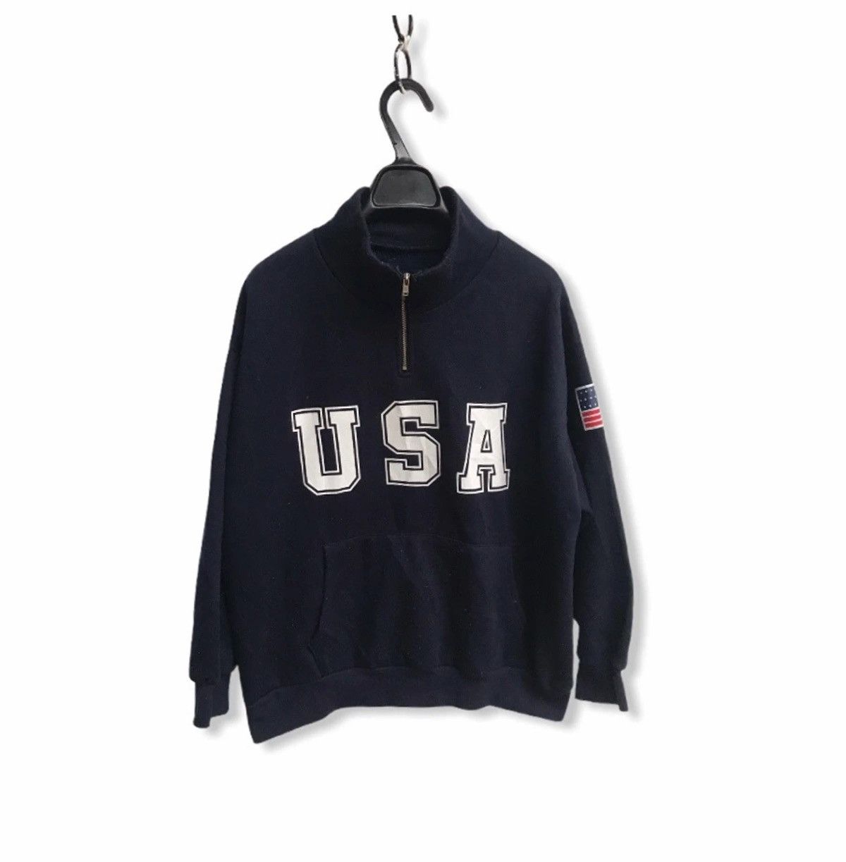 Vintage Usa Big Logo Zipper Neck Sweatshirts