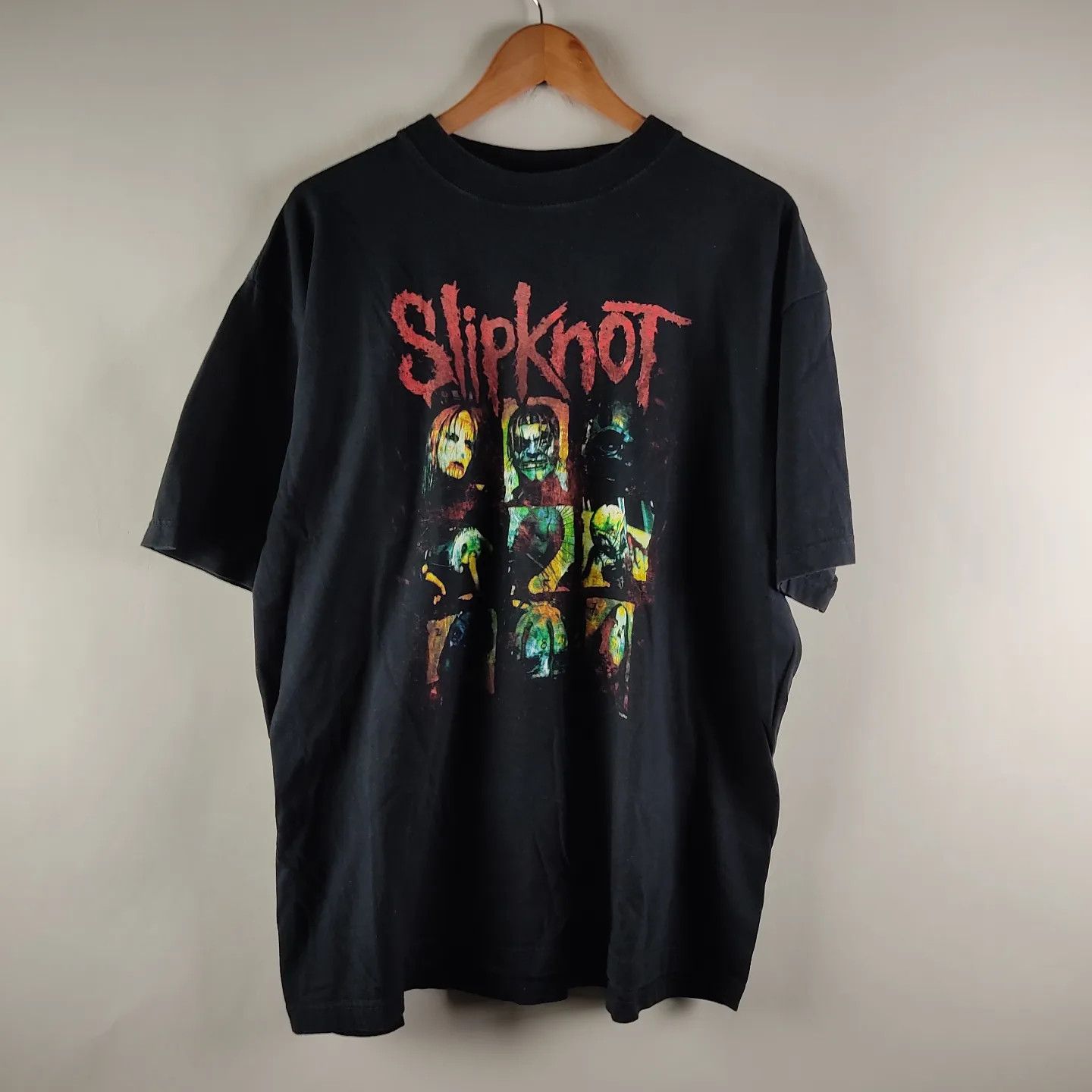 image of Band Tees x Slipknot 2001 Slipknot Masks in Black, Men's (Size XL)