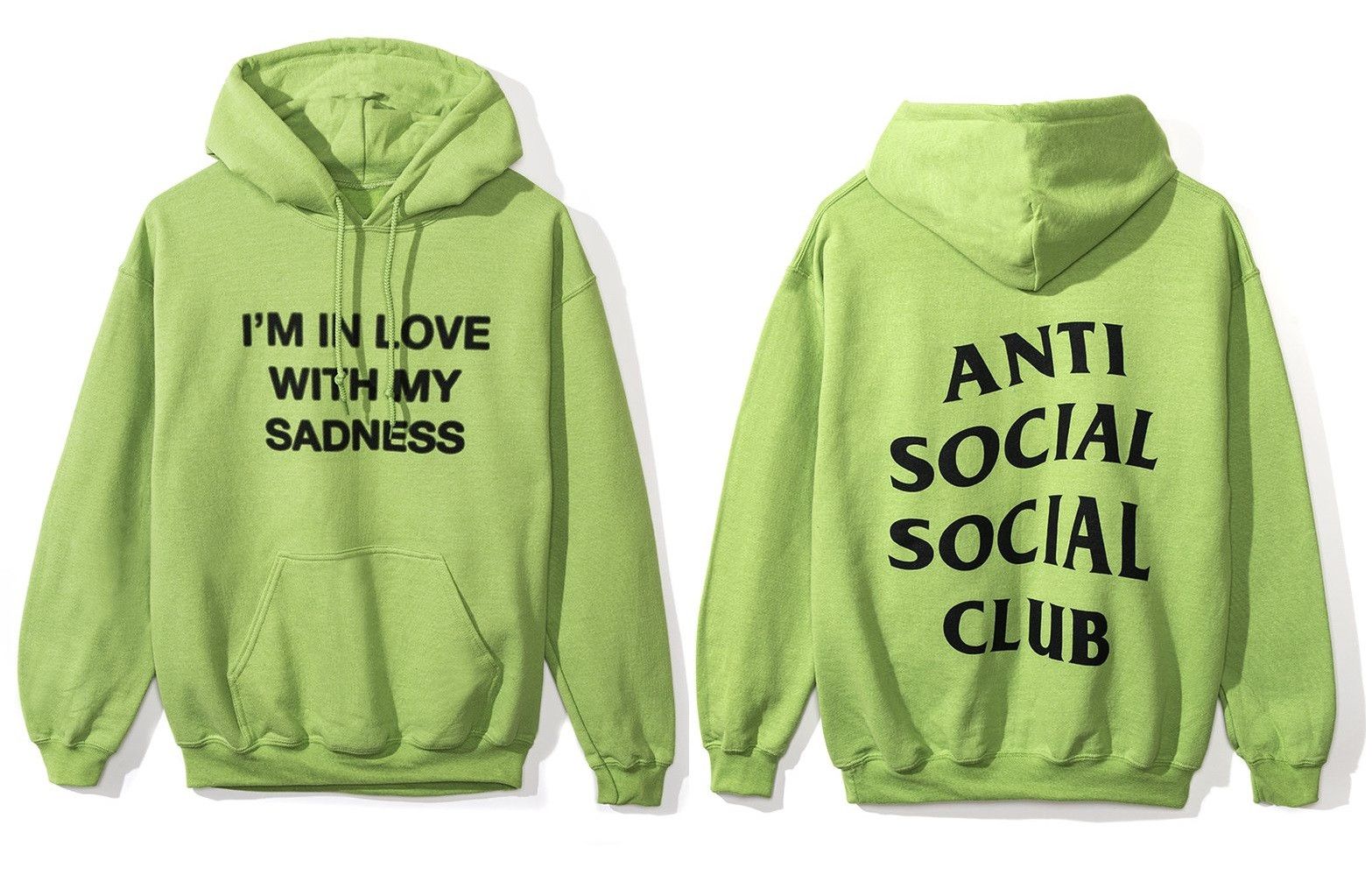 image of Anti Social Social Club Ds Assc In Love With My Sadness Smash Smashed Kiwi Hoodie (Size Medium)