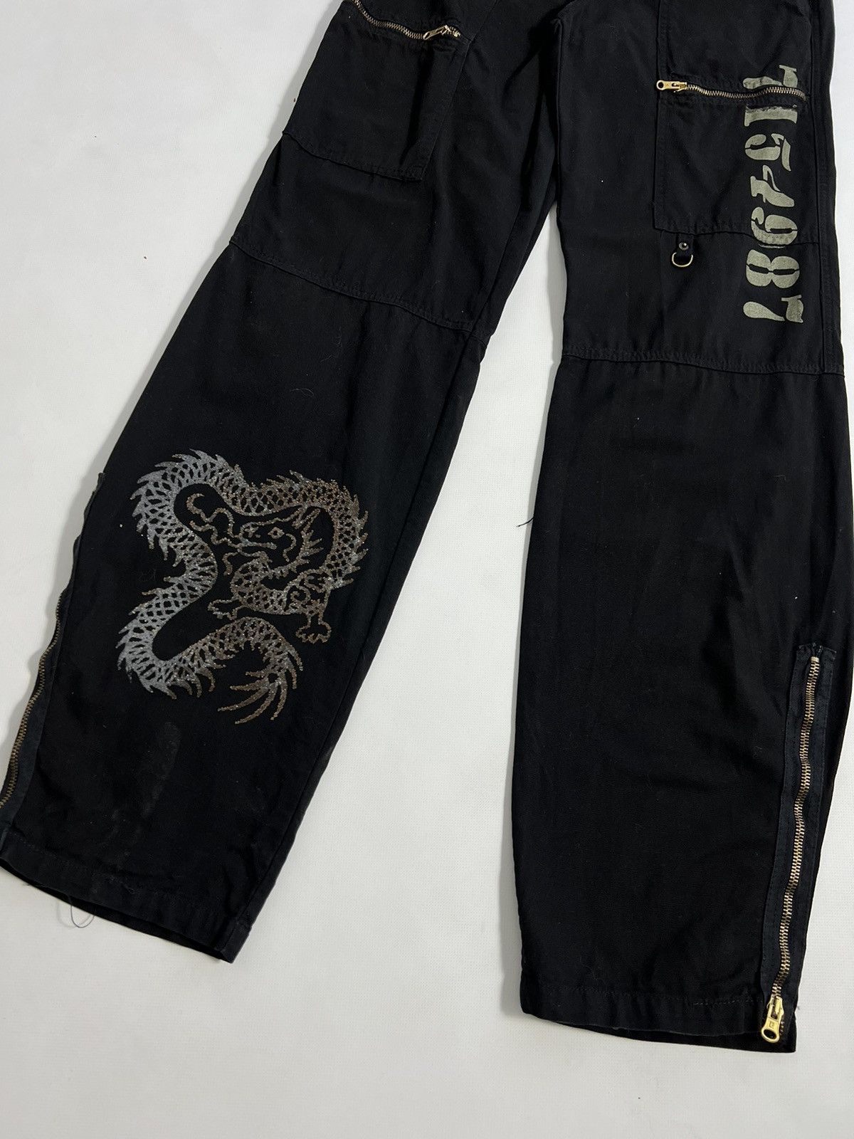 Japanese Brand × Vintage Vintage Japanese Dragon Print Cargo Pants y2k Size US 30 / EU 46 - 11 Thumbnail