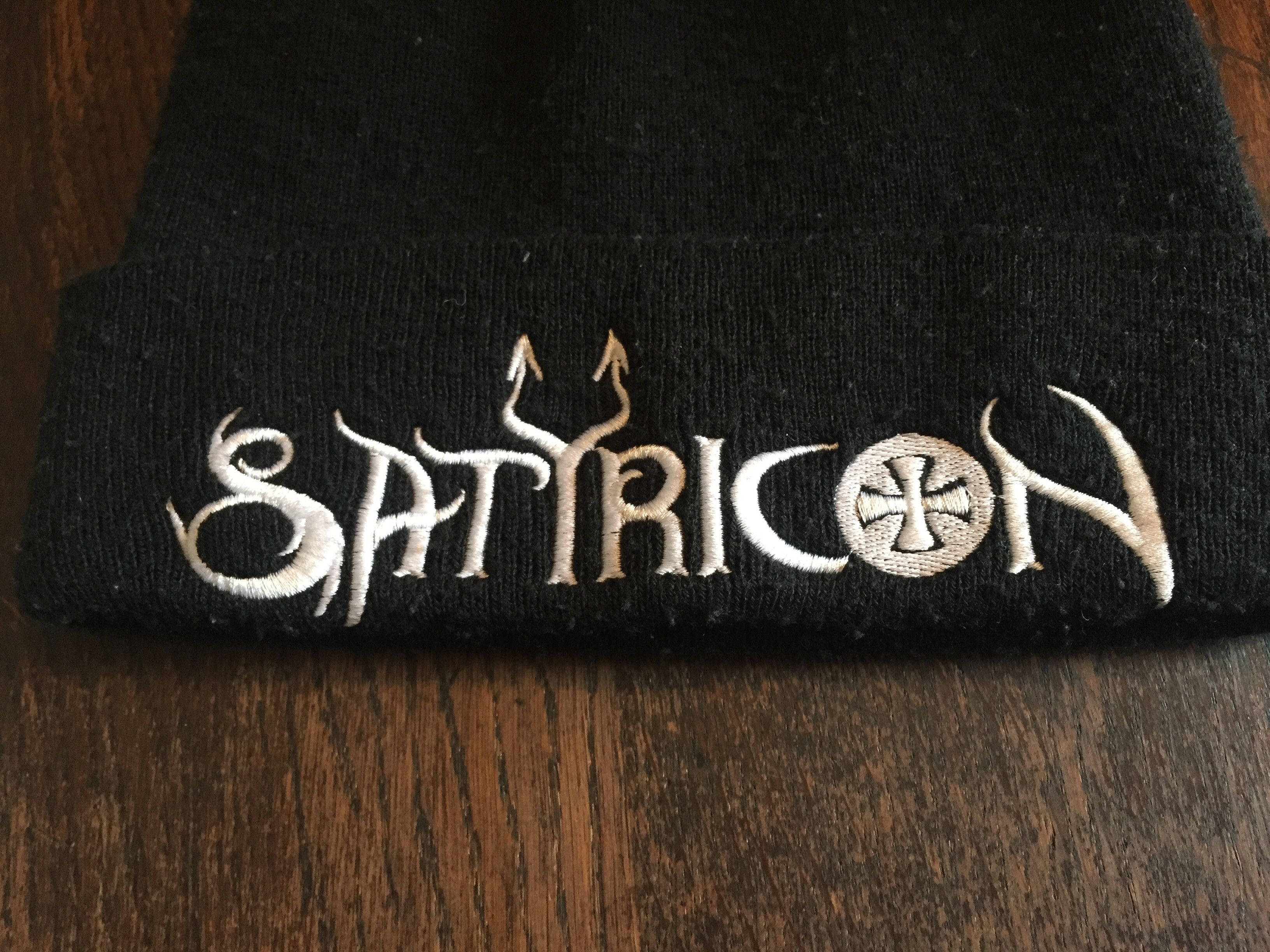 Outlet 1990s Embroidered Satyricon hat beanie Norwegian black metal Satyr Gorgoroth Darkthrone Mayhem heavy metal