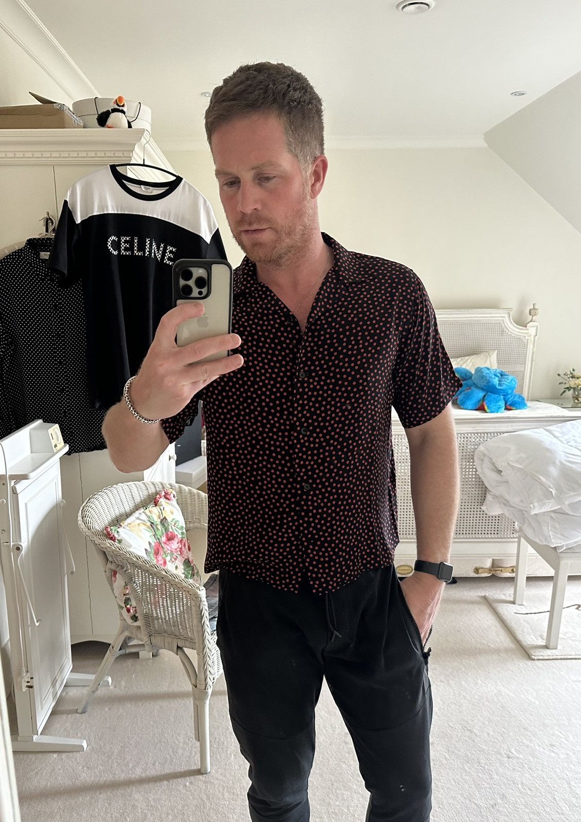 Celine $840 SS20 Celine polka dot Hawaiian shirt Hedi Slimane Size US M / EU 48-50 / 2 - 6 Thumbnail