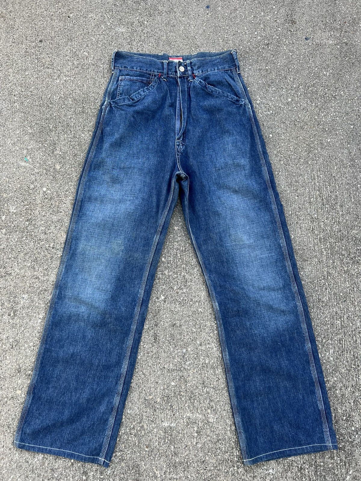 45rpm Vintage 45rpm BLUE CAFE Japan Sun Faded Denim Fatigue Pant Size US 28 / EU 44 - 1 Thumbnail