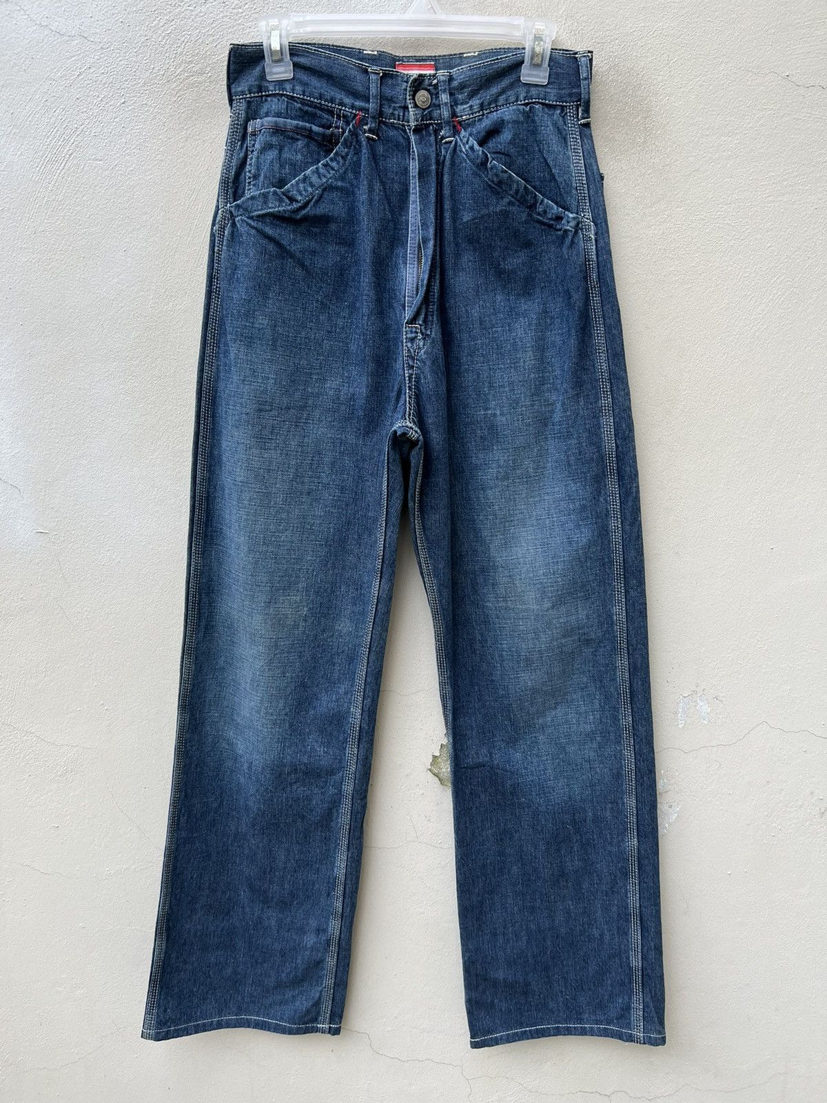 45rpm Vintage 45rpm BLUE CAFE Japan Sun Faded Denim Fatigue Pant Size US 28 / EU 44 - 6 Thumbnail