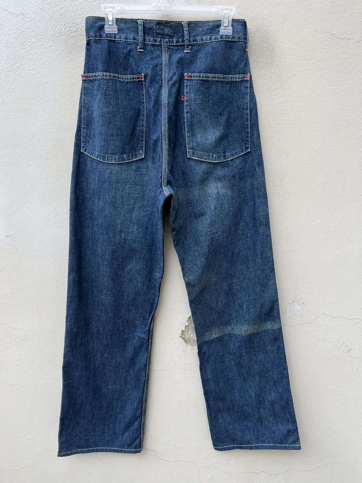 45rpm Vintage 45rpm BLUE CAFE Japan Sun Faded Denim Fatigue Pant Size US 28 / EU 44 - 13 Thumbnail
