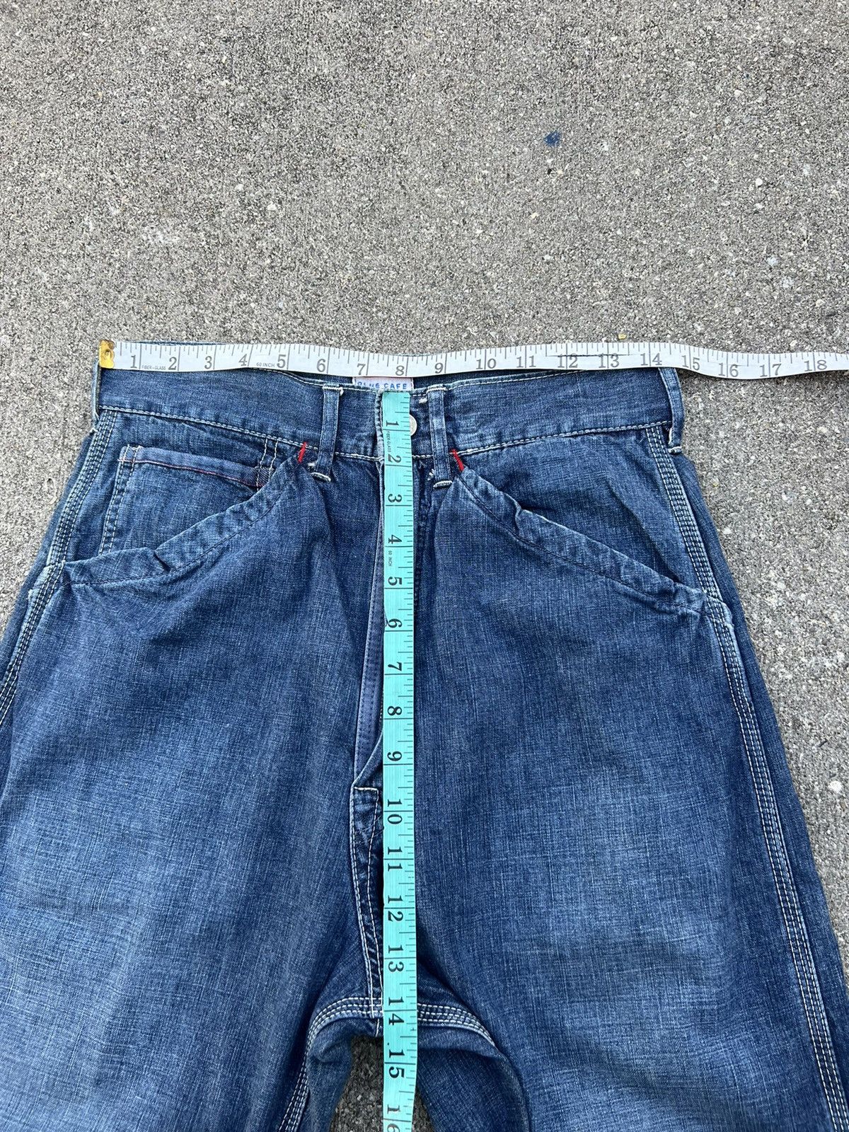 45rpm Vintage 45rpm BLUE CAFE Japan Sun Faded Denim Fatigue Pant Size US 28 / EU 44 - 2 Thumbnail