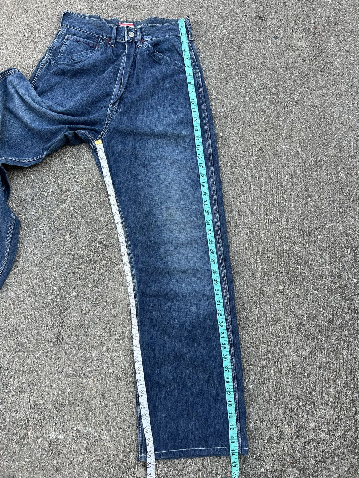 45rpm Vintage 45rpm BLUE CAFE Japan Sun Faded Denim Fatigue Pant Size US 28 / EU 44 - 4 Thumbnail